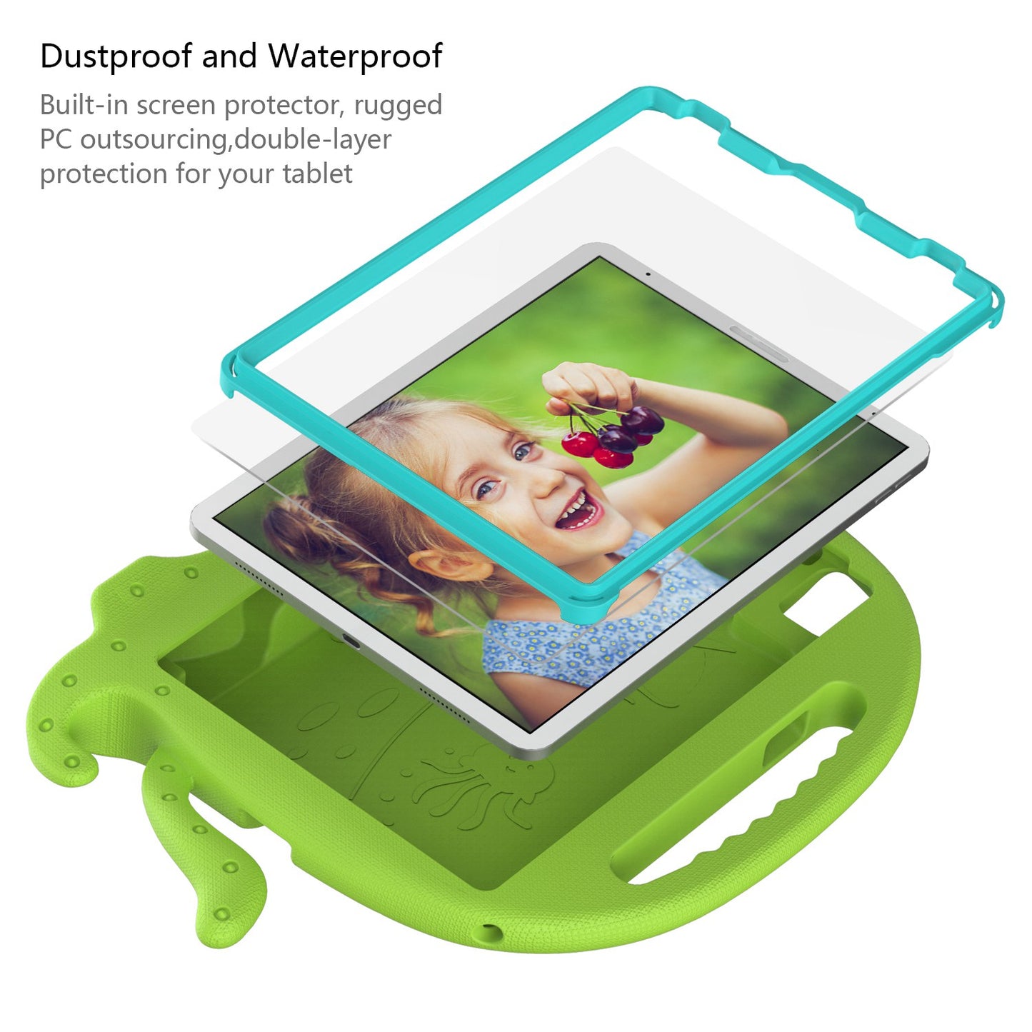 For iPad Pro 11-inch (2018)/(2020)/(2021) EVA Protective Case Cute Cartoon Octopus Anti-Scratch Cover Shockproof Portable Tablet Case with Shoulder Strap