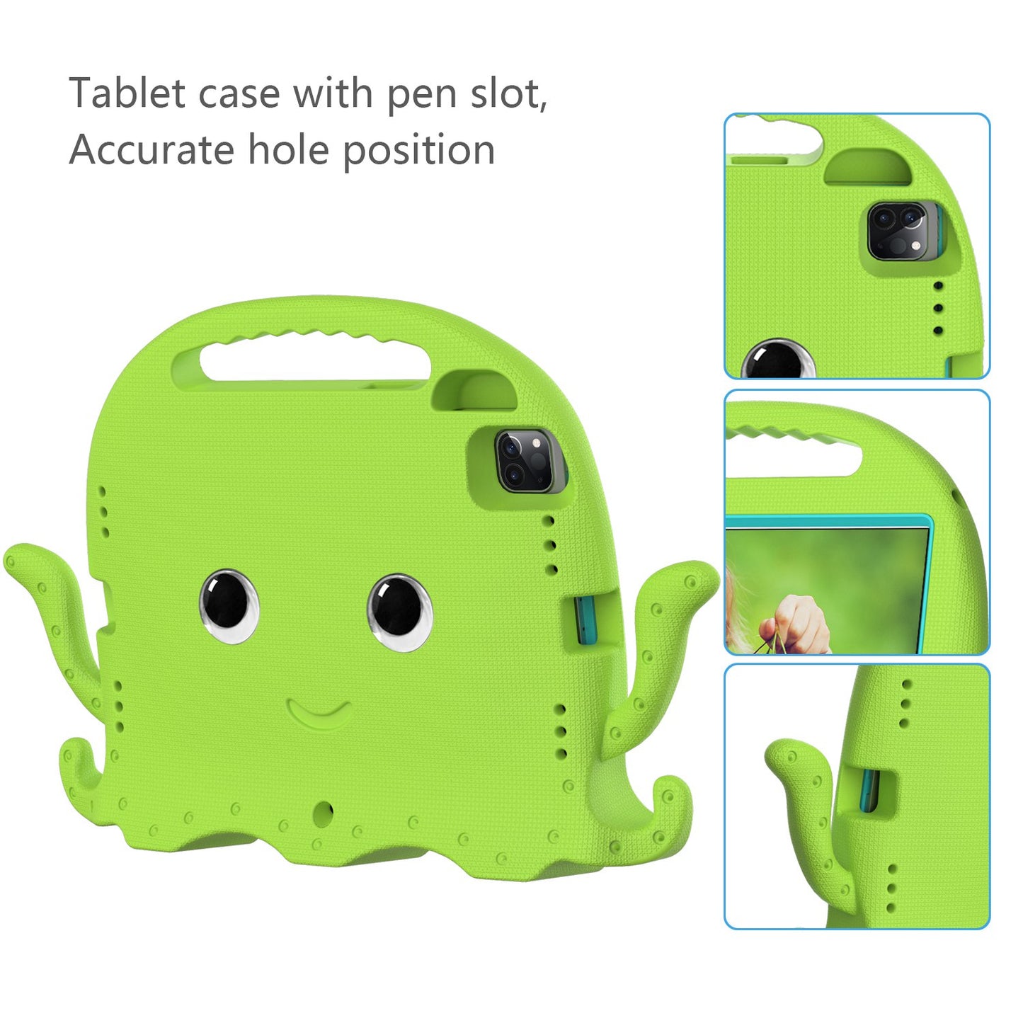 For iPad Pro 11-inch (2018)/(2020)/(2021) EVA Protective Case Cute Cartoon Octopus Anti-Scratch Cover Shockproof Portable Tablet Case with Shoulder Strap
