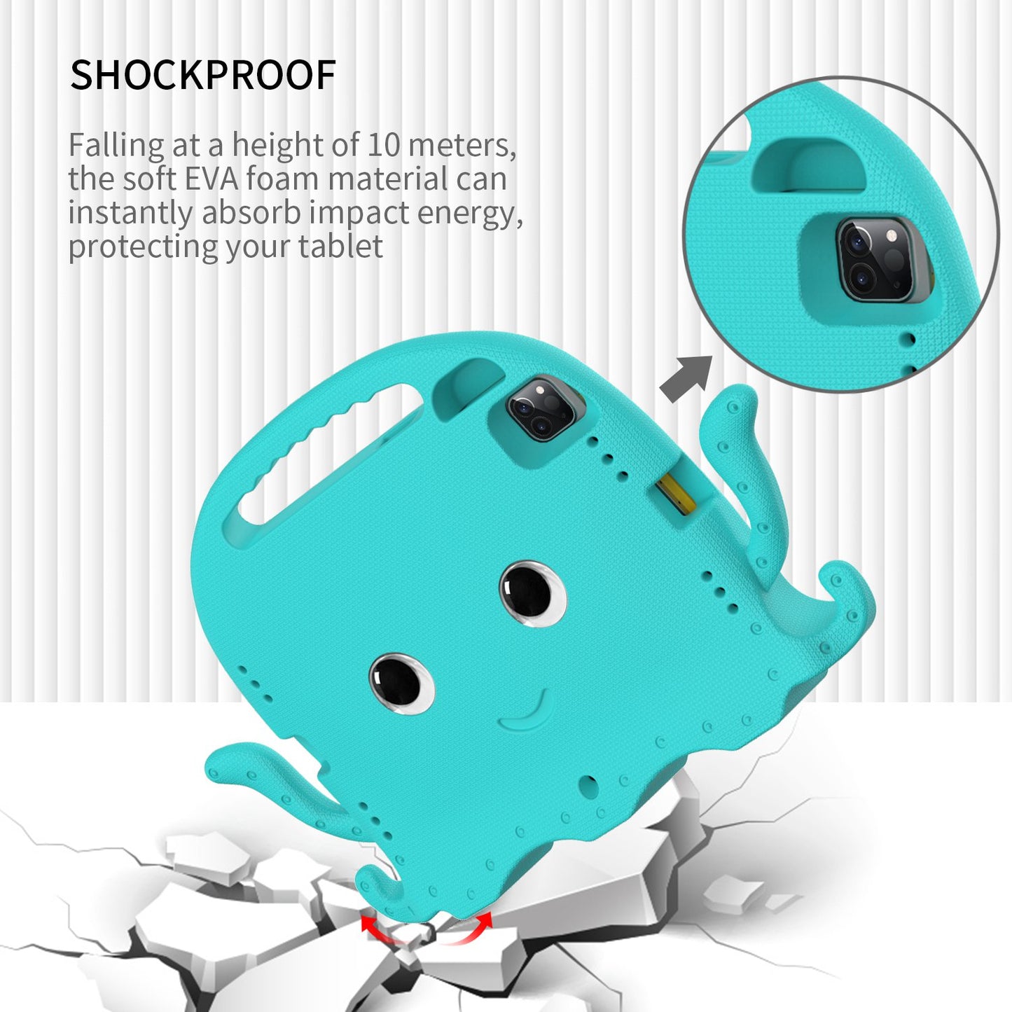 For iPad Pro 11-inch (2018)/(2020)/(2021) EVA Protective Case Cute Cartoon Octopus Anti-Scratch Cover Shockproof Portable Tablet Case with Shoulder Strap