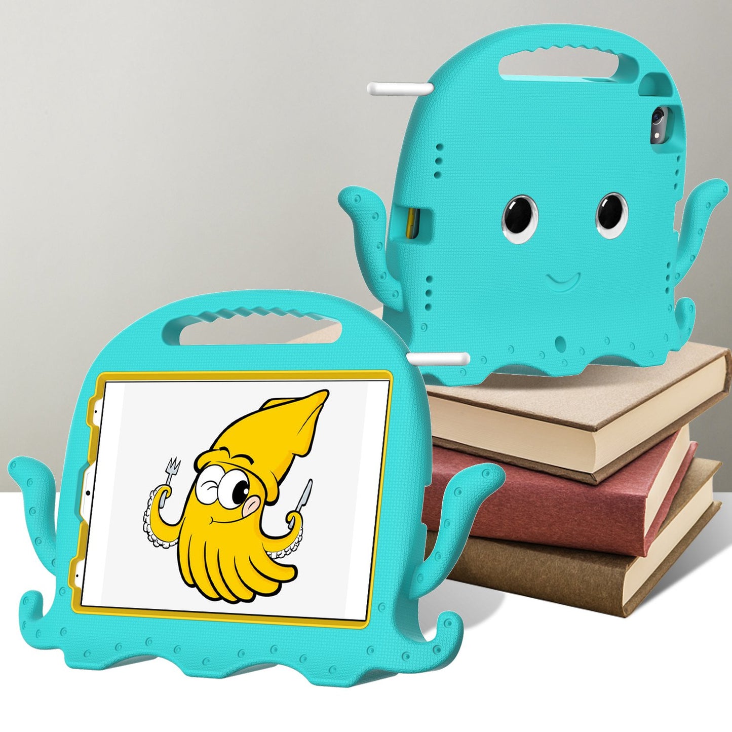 For iPad Pro 11-inch (2018)/(2020)/(2021) EVA Protective Case Cute Cartoon Octopus Anti-Scratch Cover Shockproof Portable Tablet Case with Shoulder Strap