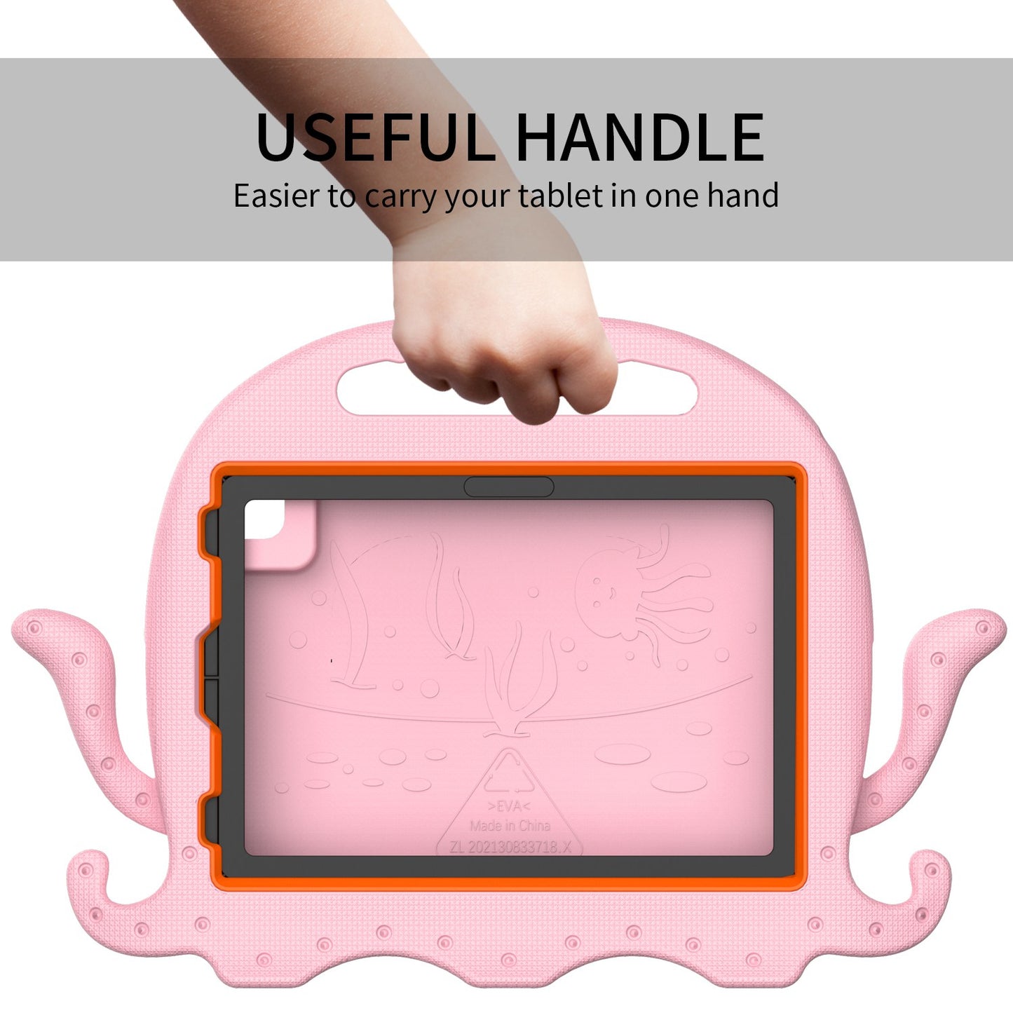 For iPad Pro 11-inch (2018)/(2020)/(2021) EVA Protective Case Cute Cartoon Octopus Anti-Scratch Cover Shockproof Portable Tablet Case with Shoulder Strap