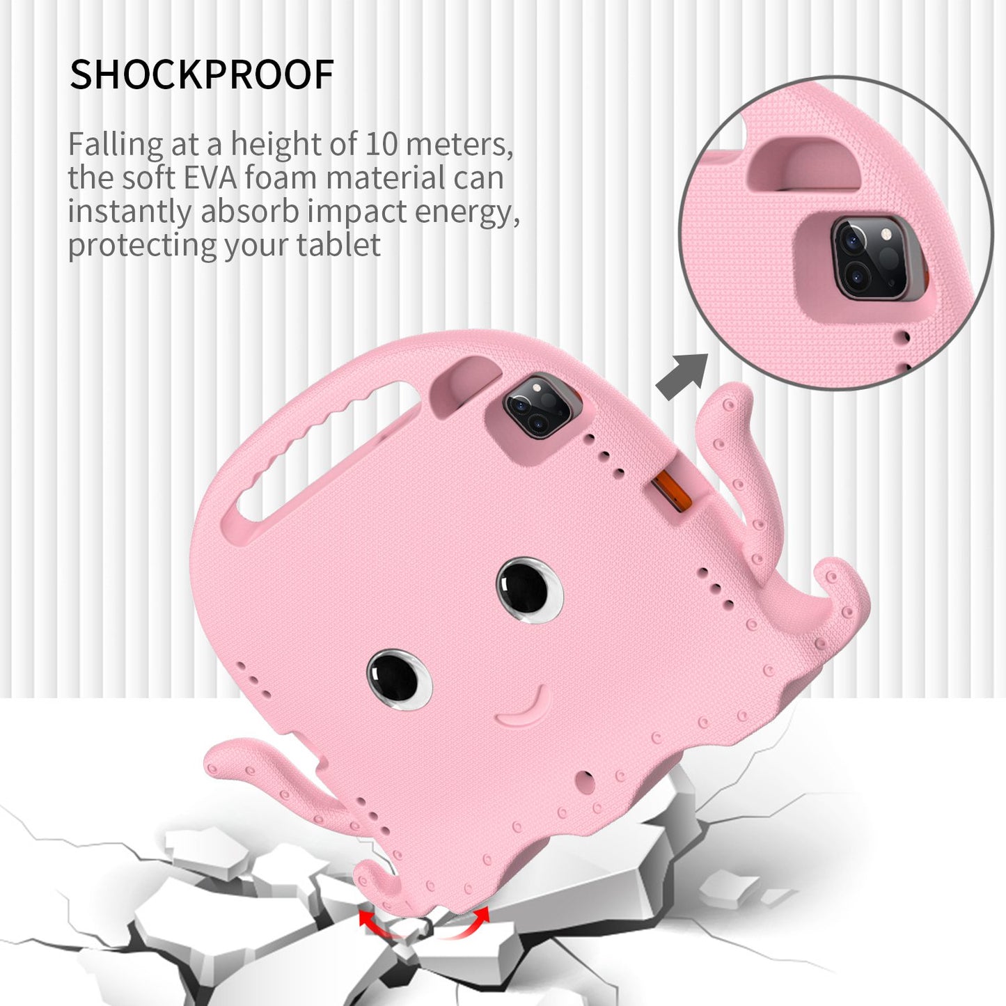 For iPad Pro 11-inch (2018)/(2020)/(2021) EVA Protective Case Cute Cartoon Octopus Anti-Scratch Cover Shockproof Portable Tablet Case with Shoulder Strap
