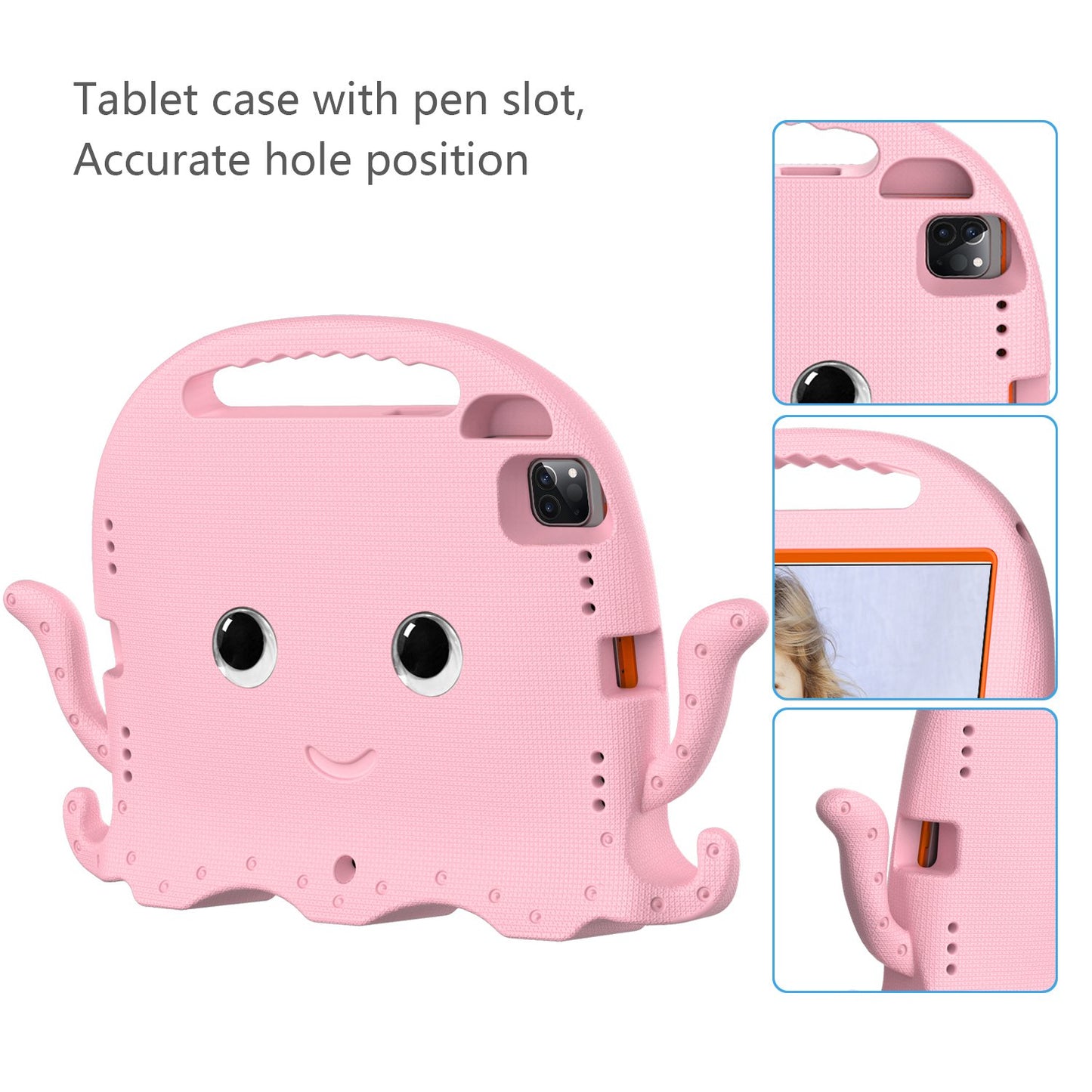 For iPad Pro 11-inch (2018)/(2020)/(2021) EVA Protective Case Cute Cartoon Octopus Anti-Scratch Cover Shockproof Portable Tablet Case with Shoulder Strap
