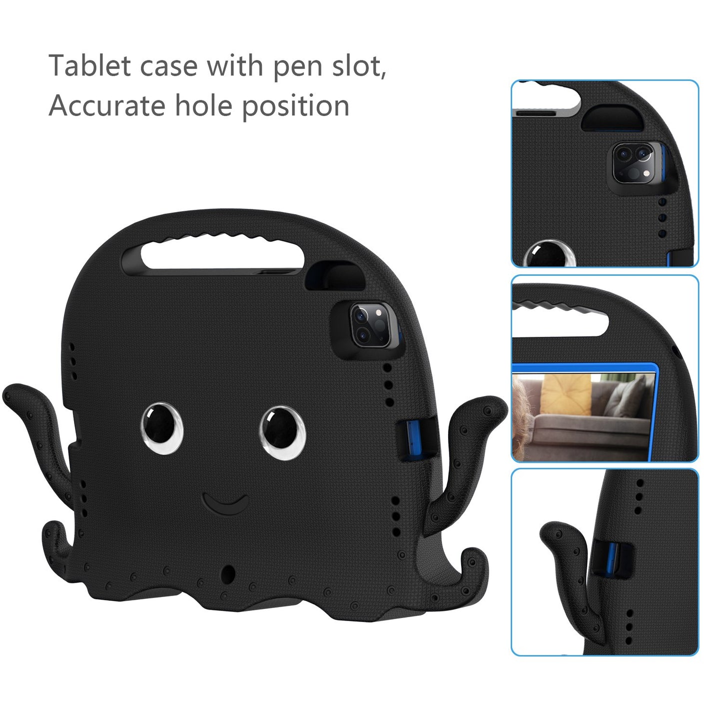 For iPad Pro 11-inch (2018)/(2020)/(2021) EVA Protective Case Cute Cartoon Octopus Anti-Scratch Cover Shockproof Portable Tablet Case with Shoulder Strap