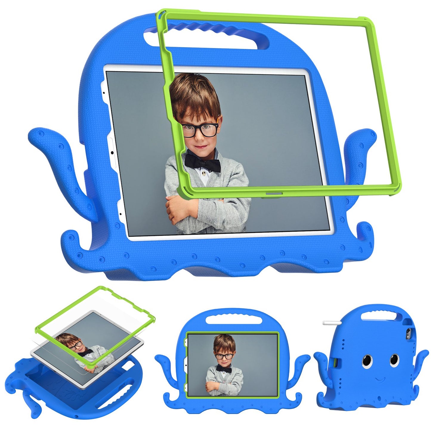 For iPad Pro 11-inch (2018)/(2020)/(2021) EVA Protective Case Cute Cartoon Octopus Anti-Scratch Cover Shockproof Portable Tablet Case with Shoulder Strap