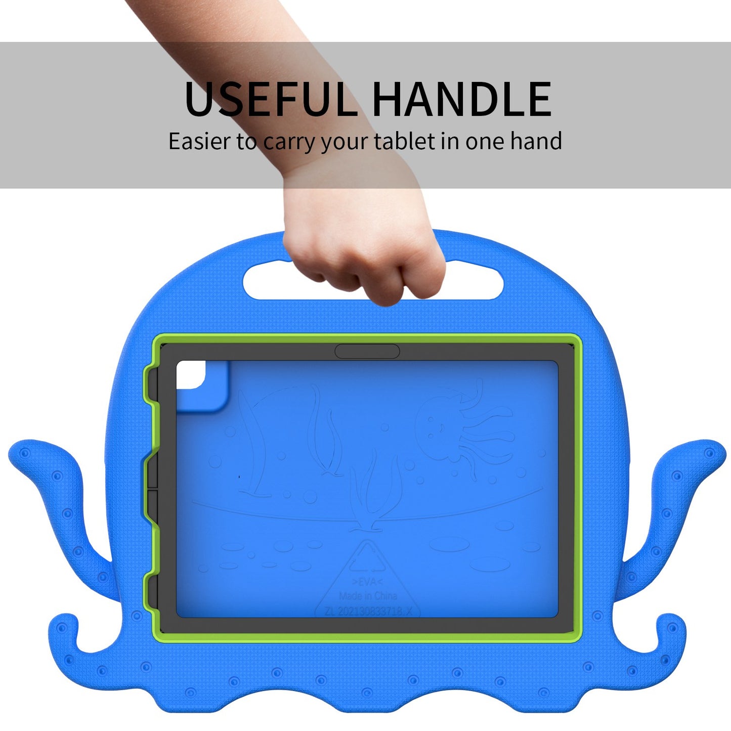 For iPad Pro 11-inch (2018)/(2020)/(2021) EVA Protective Case Cute Cartoon Octopus Anti-Scratch Cover Shockproof Portable Tablet Case with Shoulder Strap