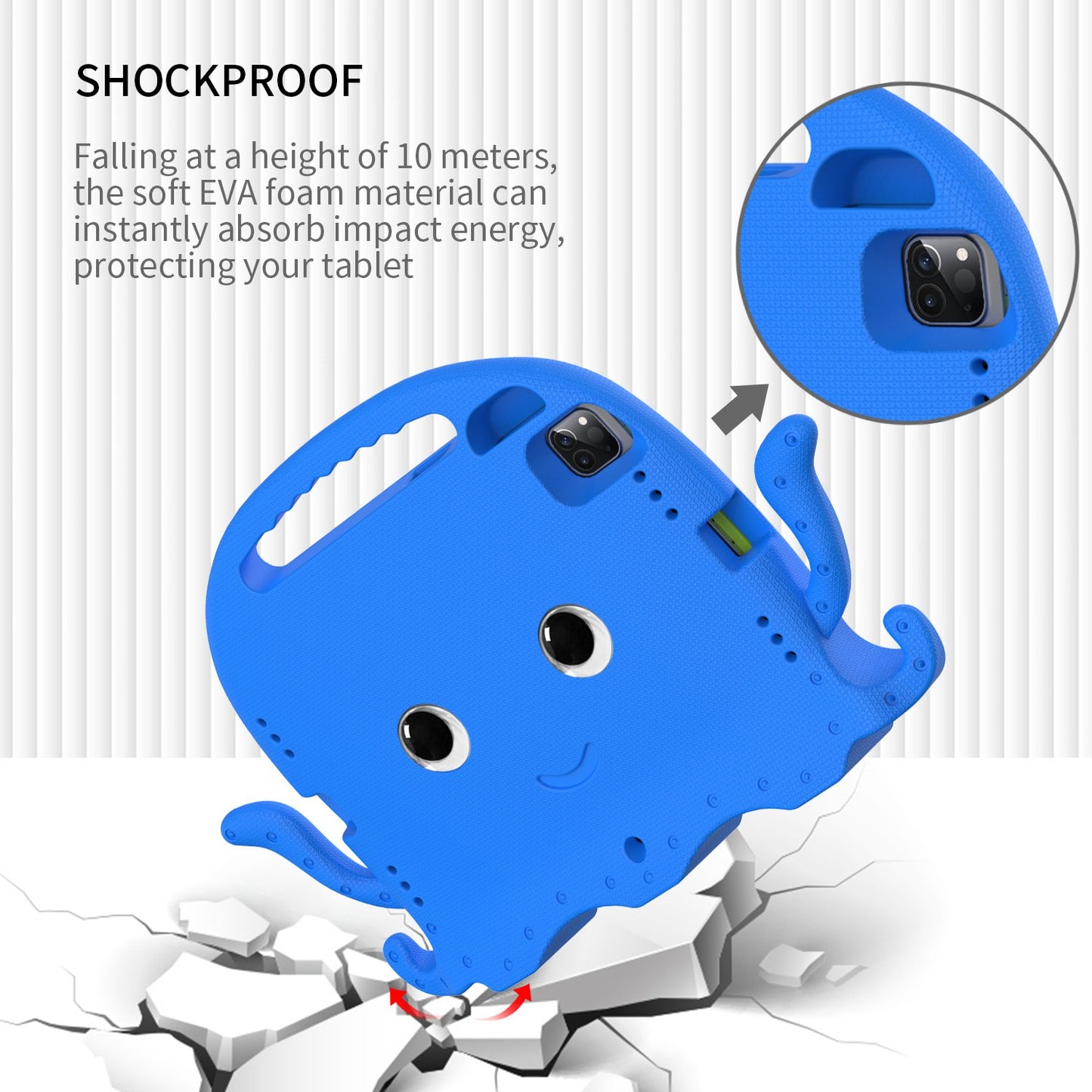For iPad Pro 11-inch (2018)/(2020)/(2021) EVA Protective Case Cute Cartoon Octopus Anti-Scratch Cover Shockproof Portable Tablet Case with Shoulder Strap