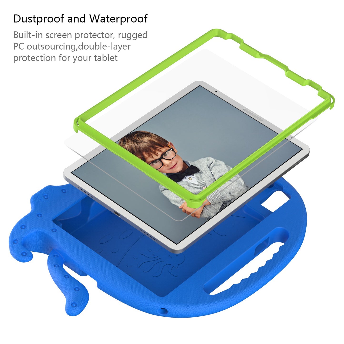 For iPad Pro 11-inch (2018)/(2020)/(2021) EVA Protective Case Cute Cartoon Octopus Anti-Scratch Cover Shockproof Portable Tablet Case with Shoulder Strap