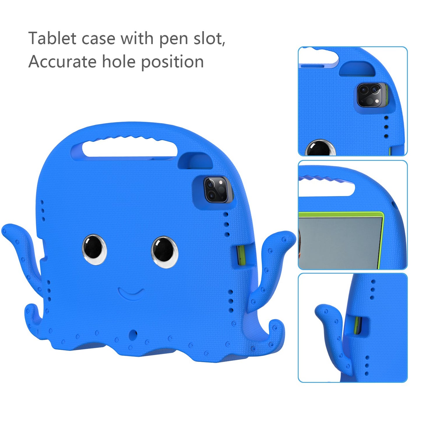 For iPad Pro 11-inch (2018)/(2020)/(2021) EVA Protective Case Cute Cartoon Octopus Anti-Scratch Cover Shockproof Portable Tablet Case with Shoulder Strap