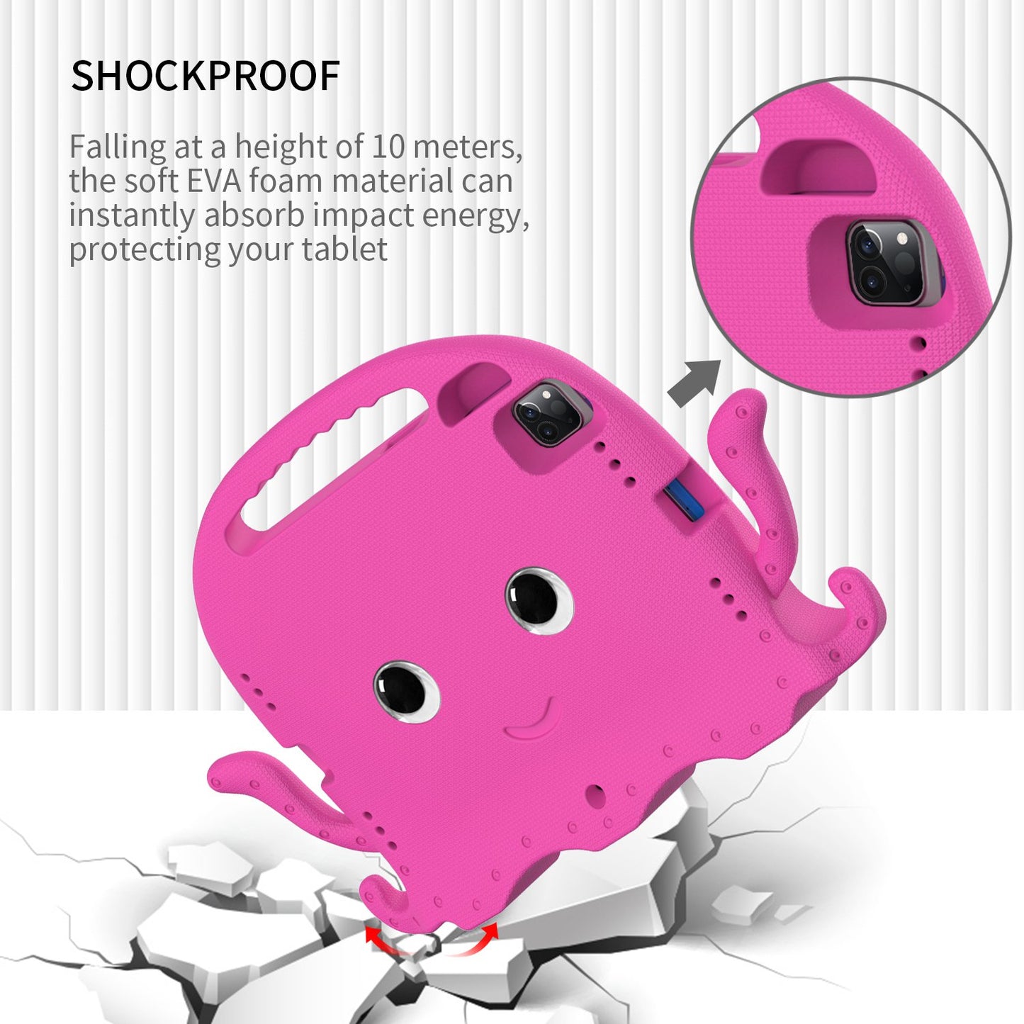 For iPad Pro 11-inch (2018)/(2020)/(2021) EVA Protective Case Cute Cartoon Octopus Anti-Scratch Cover Shockproof Portable Tablet Case with Shoulder Strap