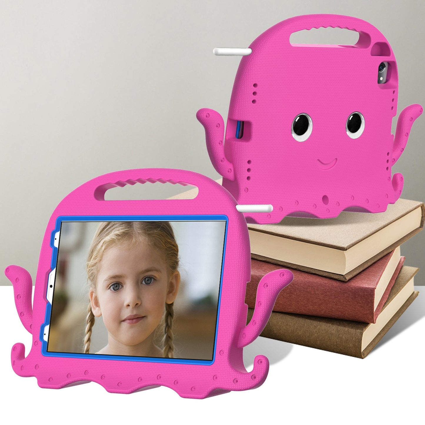 For iPad Pro 11-inch (2018)/(2020)/(2021) EVA Protective Case Cute Cartoon Octopus Anti-Scratch Cover Shockproof Portable Tablet Case with Shoulder Strap