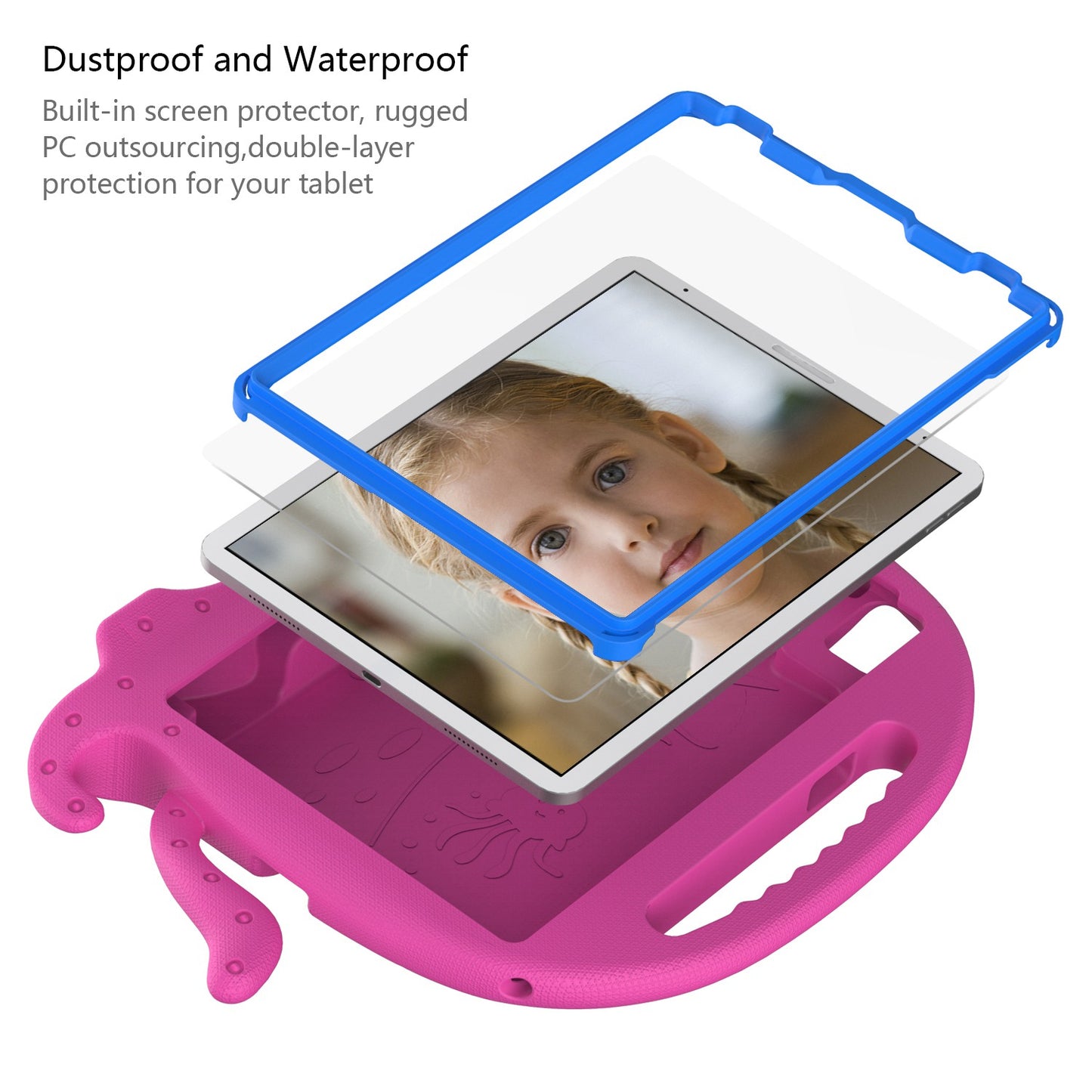 For iPad Pro 11-inch (2018)/(2020)/(2021) EVA Protective Case Cute Cartoon Octopus Anti-Scratch Cover Shockproof Portable Tablet Case with Shoulder Strap