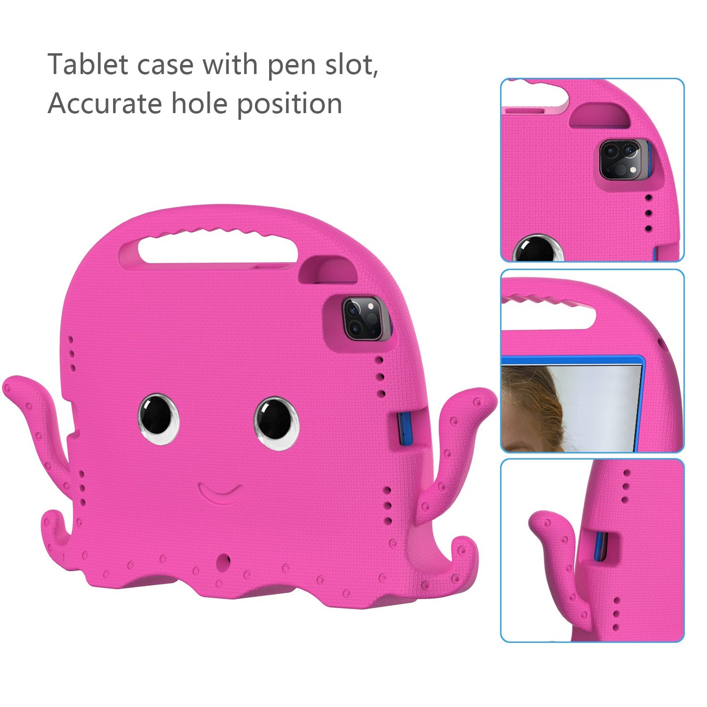 For iPad Pro 11-inch (2018)/(2020)/(2021) EVA Protective Case Cute Cartoon Octopus Anti-Scratch Cover Shockproof Portable Tablet Case with Shoulder Strap