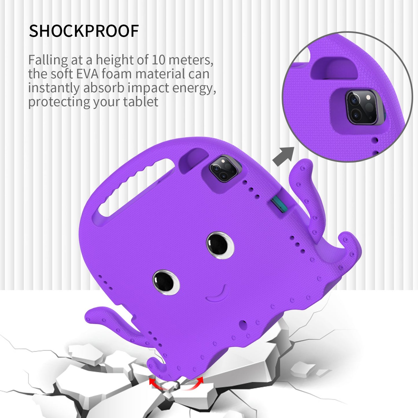 For iPad Pro 11-inch (2018)/(2020)/(2021) EVA Protective Case Cute Cartoon Octopus Anti-Scratch Cover Shockproof Portable Tablet Case with Shoulder Strap