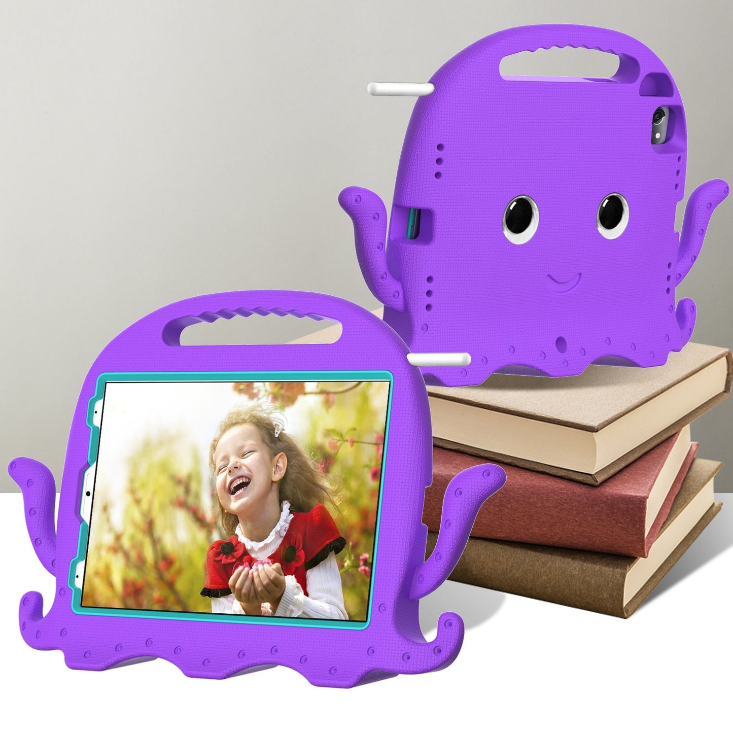 For iPad Pro 11-inch (2018)/(2020)/(2021) EVA Protective Case Cute Cartoon Octopus Anti-Scratch Cover Shockproof Portable Tablet Case with Shoulder Strap