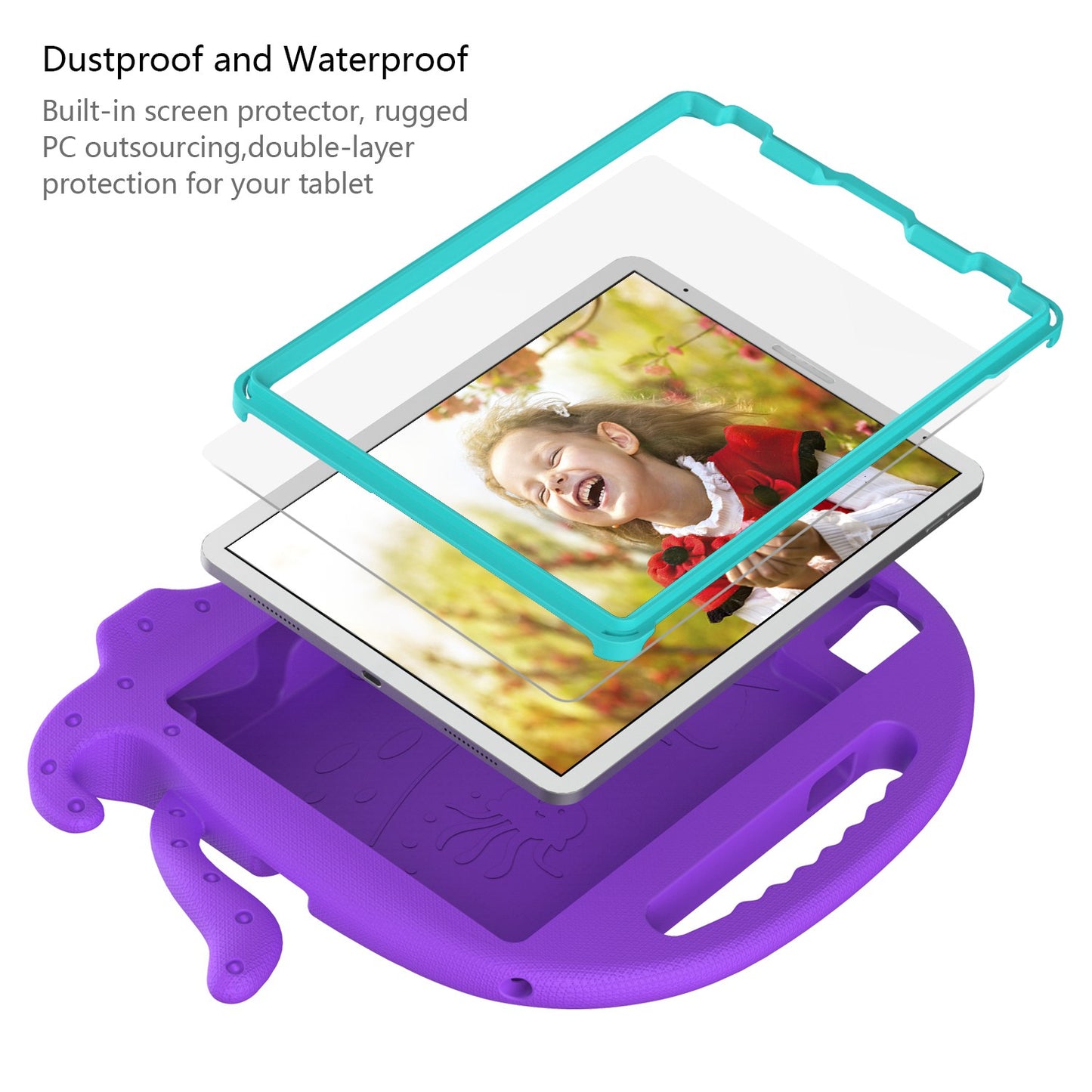 For iPad Pro 11-inch (2018)/(2020)/(2021) EVA Protective Case Cute Cartoon Octopus Anti-Scratch Cover Shockproof Portable Tablet Case with Shoulder Strap
