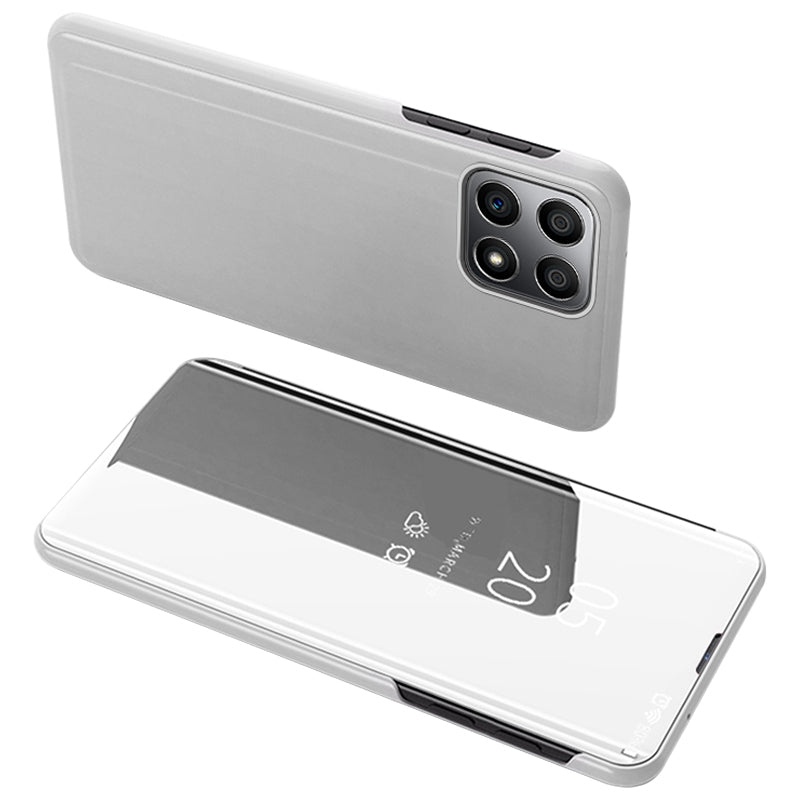 For Honor X8/X30i Drop Resistant Foldable Stand Design PU Leather Case View Window Electroplate Mirror Phone Shell