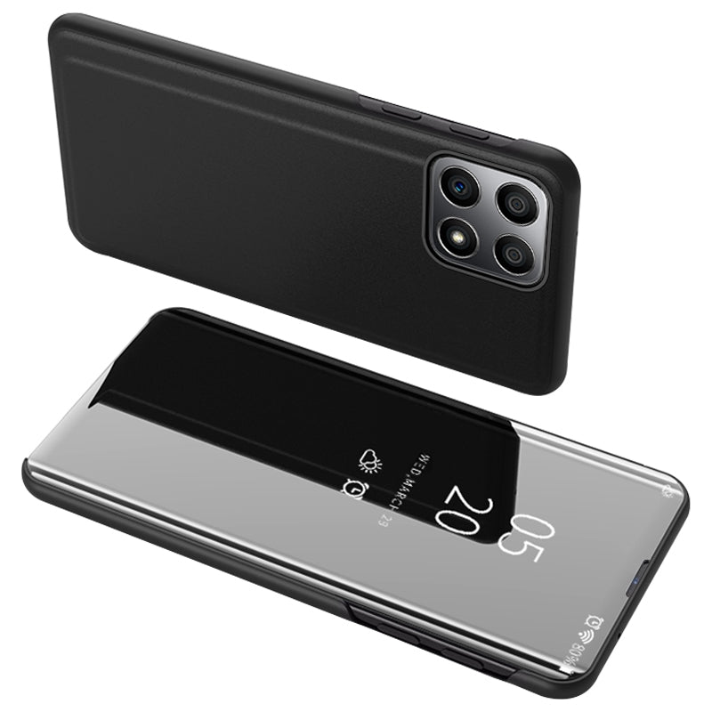 For Honor X8/X30i Drop Resistant Foldable Stand Design PU Leather Case View Window Electroplate Mirror Phone Shell