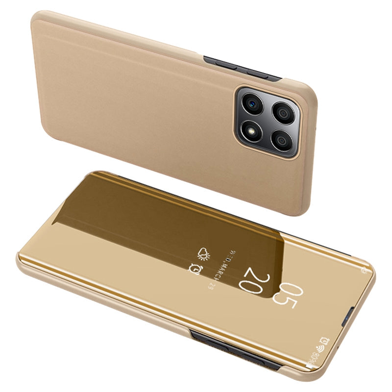 For Honor X8/X30i Drop Resistant Foldable Stand Design PU Leather Case View Window Electroplate Mirror Phone Shell