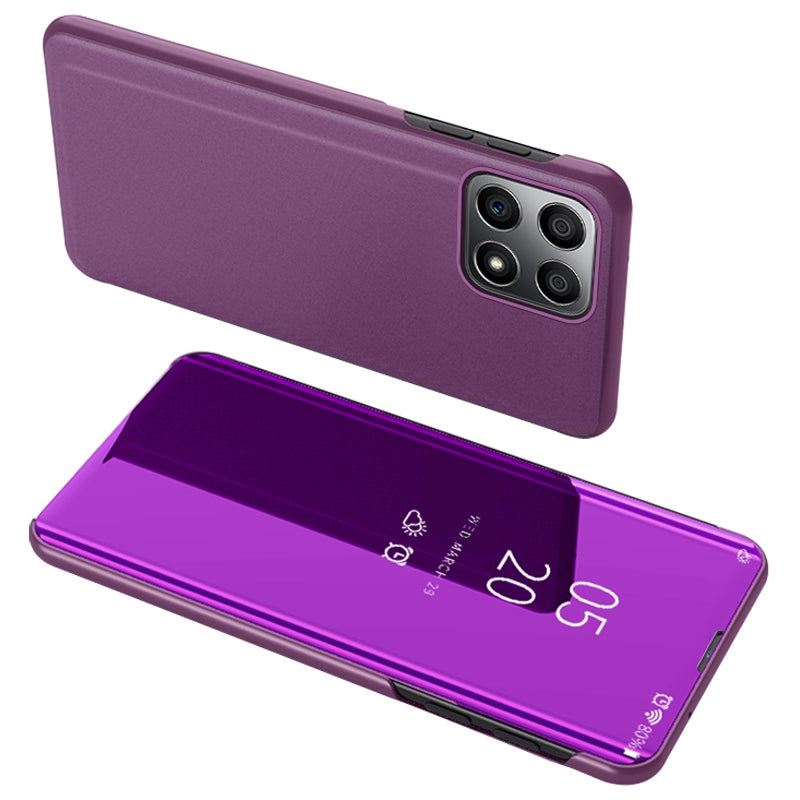 For Honor X8/X30i Drop Resistant Foldable Stand Design PU Leather Case View Window Electroplate Mirror Phone Shell