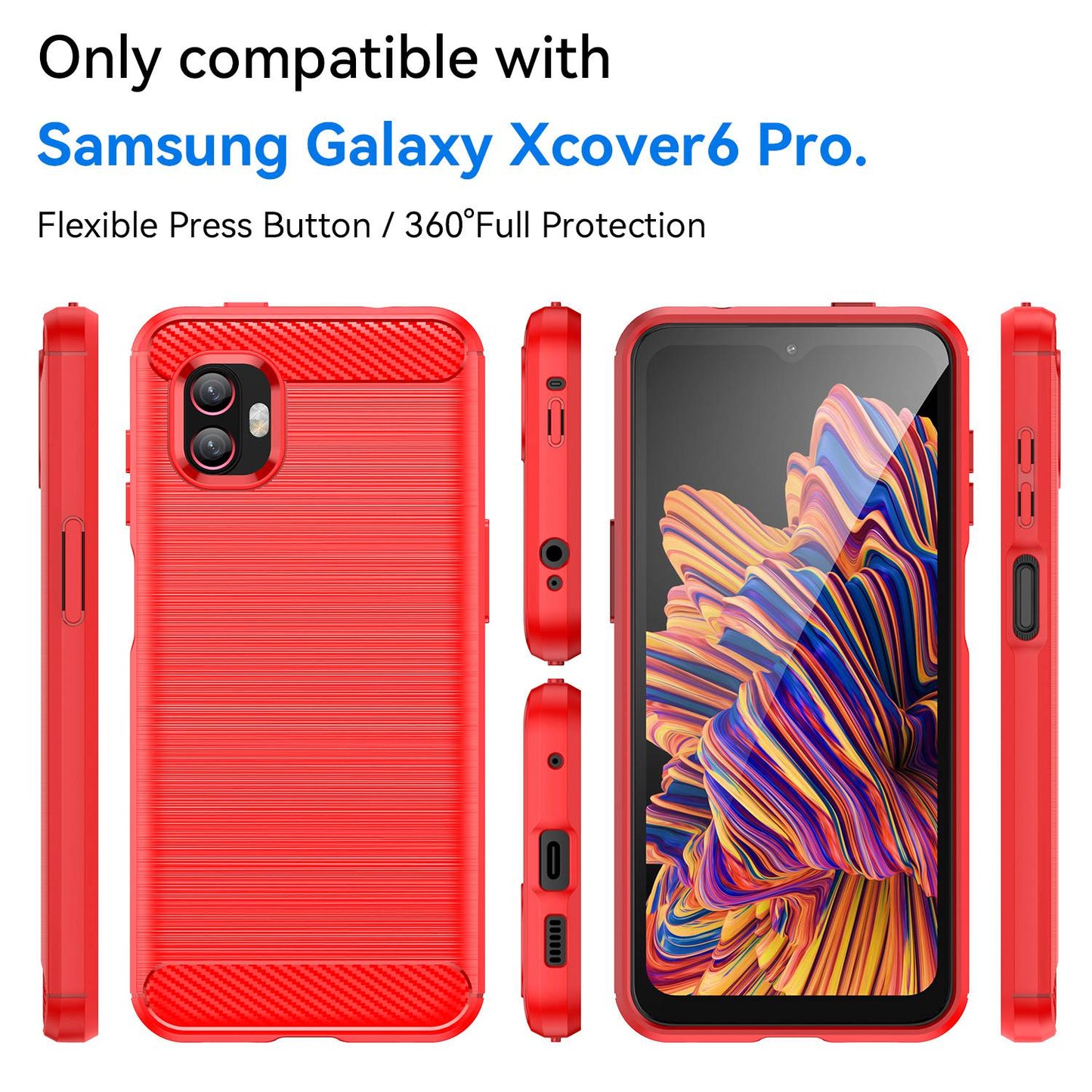 For Samsung Galaxy Xcover6 Pro 5G/Xcover Pro 2 5G Anti-drop TPU Phone Case Carbon Fiber Texture Brushed Surface Wear-resistant Cover