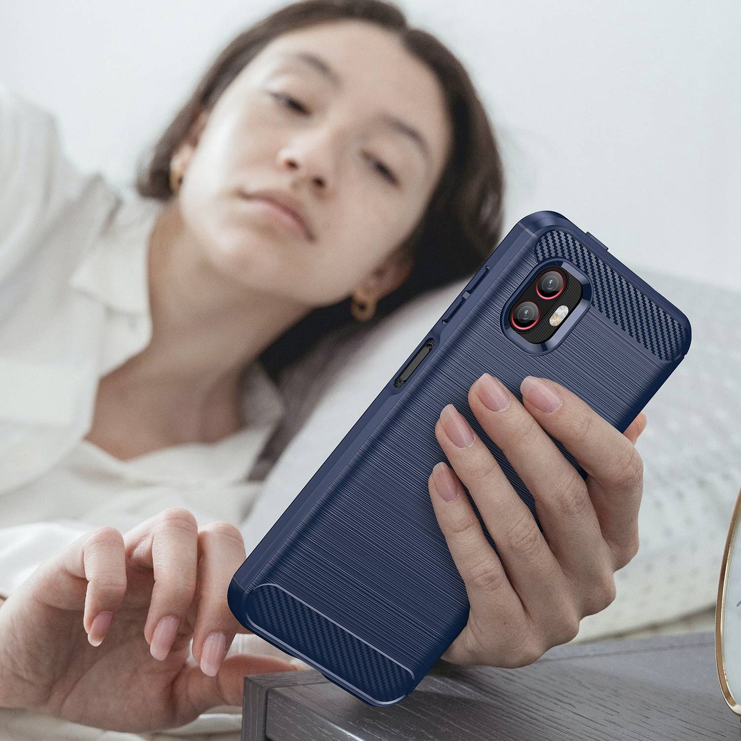 For Samsung Galaxy Xcover6 Pro 5G/Xcover Pro 2 5G Anti-drop TPU Phone Case Carbon Fiber Texture Brushed Surface Wear-resistant Cover