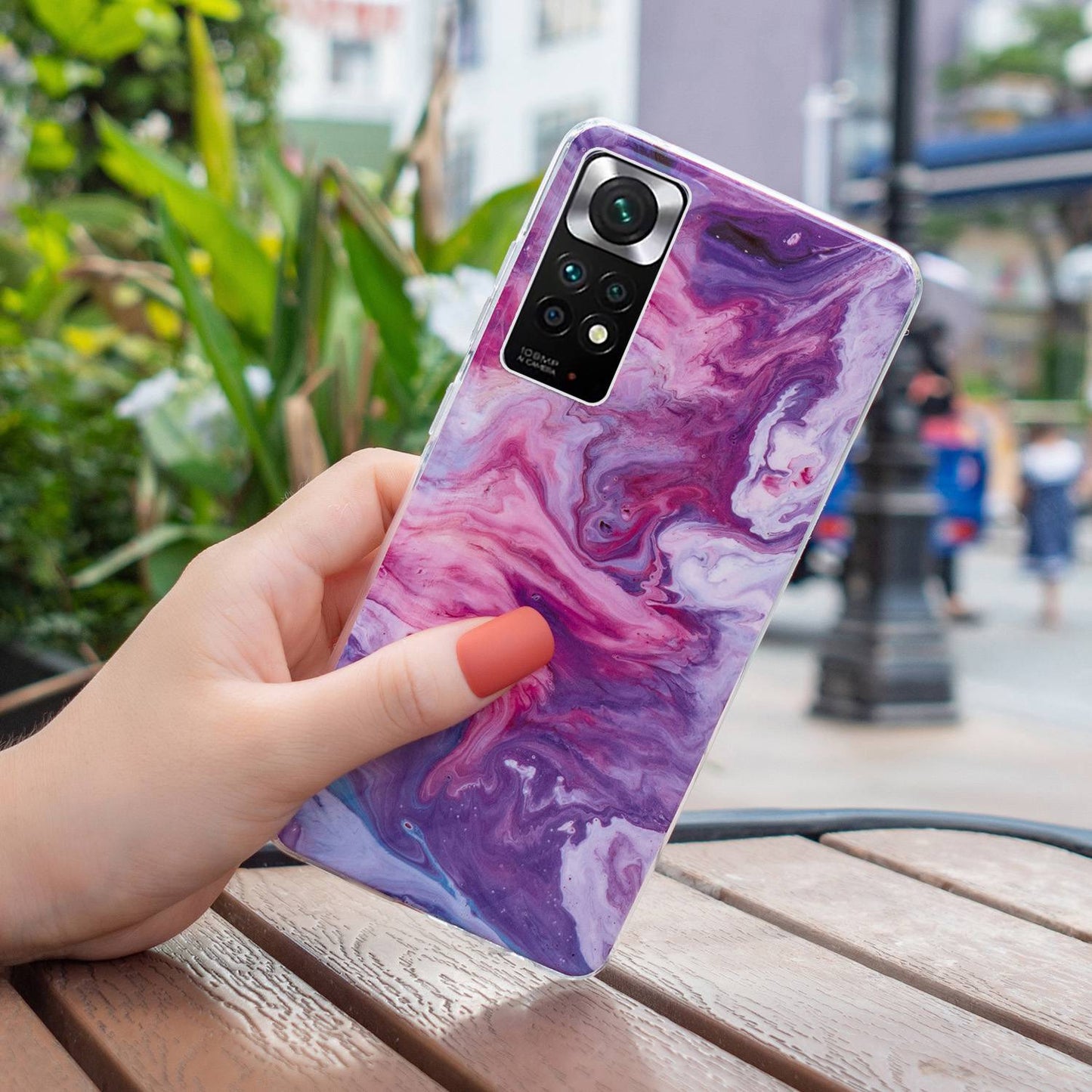 For Xiaomi Redmi Note 11 4G (Qualcomm)/Note 11S 4G IMD Marble Pattern Mobile Phone Cover Flexible TPU Drop-proof Case