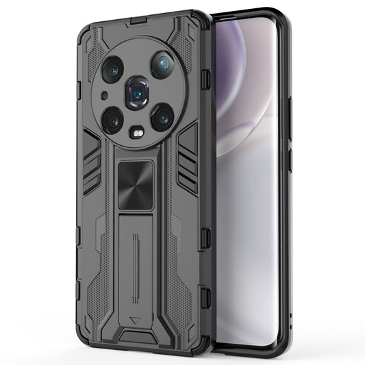 For Honor Magic4 Pro 5G Hybrid Kickstand Phone Case Hard PC Soft TPU Shock-Absorbing Cover