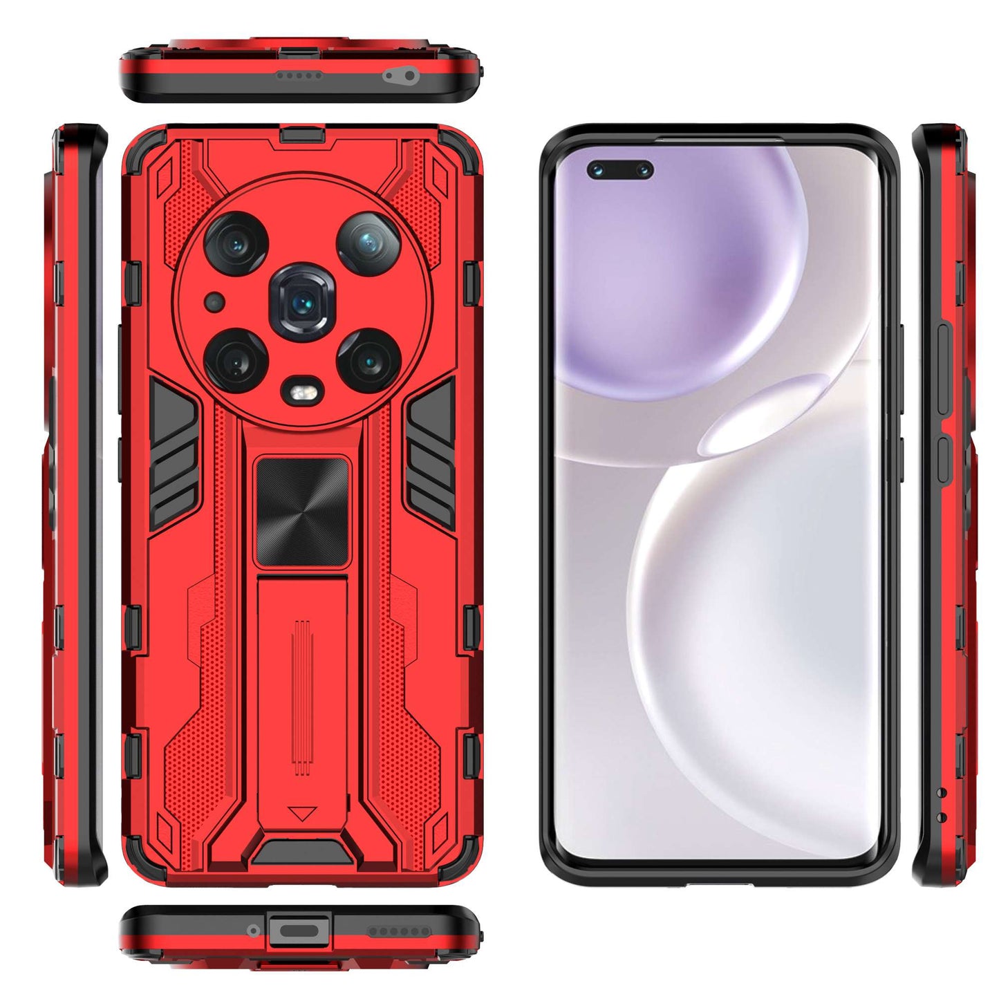 For Honor Magic4 Pro 5G Hybrid Kickstand Phone Case Hard PC Soft TPU Shock-Absorbing Cover