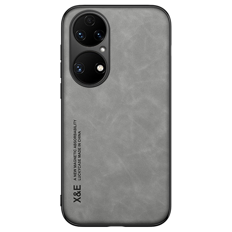 For Huawei P50 Pro 4G Skin-touch Feeling Phone Cover Ultra Slim PU Leather Coated TPU Anti-scratch Phone Case with Magnet