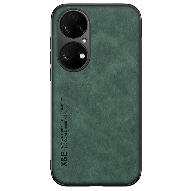 For Huawei P50 Pro 4G Skin-touch Feeling Phone Cover Ultra Slim PU Leather Coated TPU Anti-scratch Phone Case with Magnet
