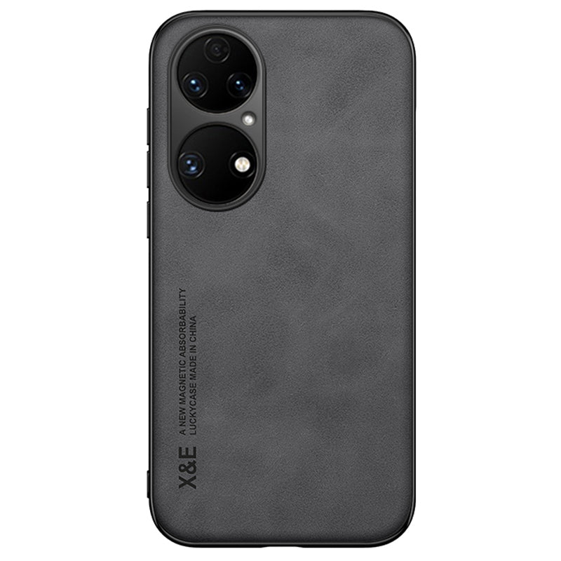 For Huawei P50 Pro 4G Skin-touch Feeling Phone Cover Ultra Slim PU Leather Coated TPU Anti-scratch Phone Case with Magnet