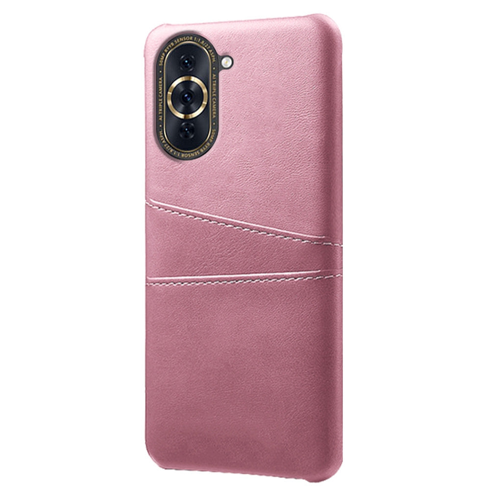 For Huawei nova 10 4G Anti-shock Dual Card Slots Holder Protective Case PU Leather Coated Hard PC Phone Shell