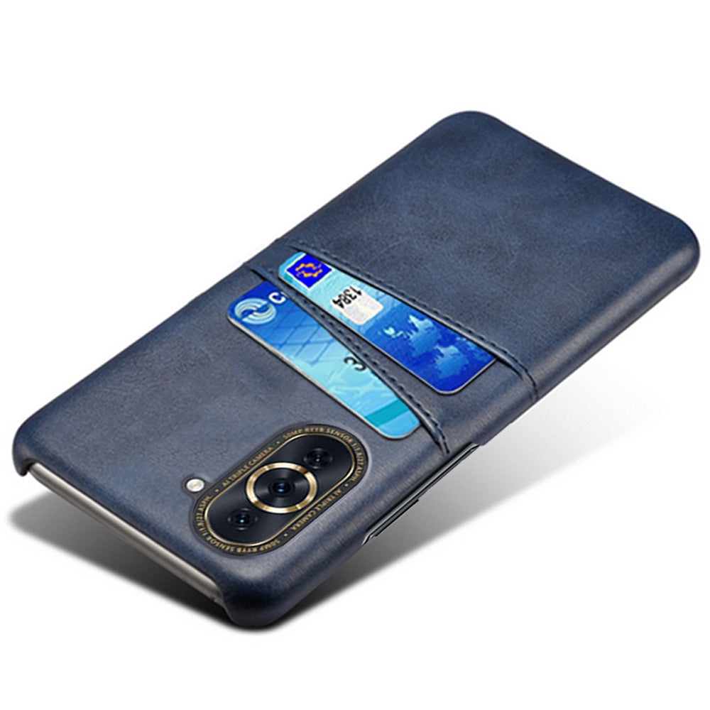 For Huawei nova 10 4G Anti-shock Dual Card Slots Holder Protective Case PU Leather Coated Hard PC Phone Shell