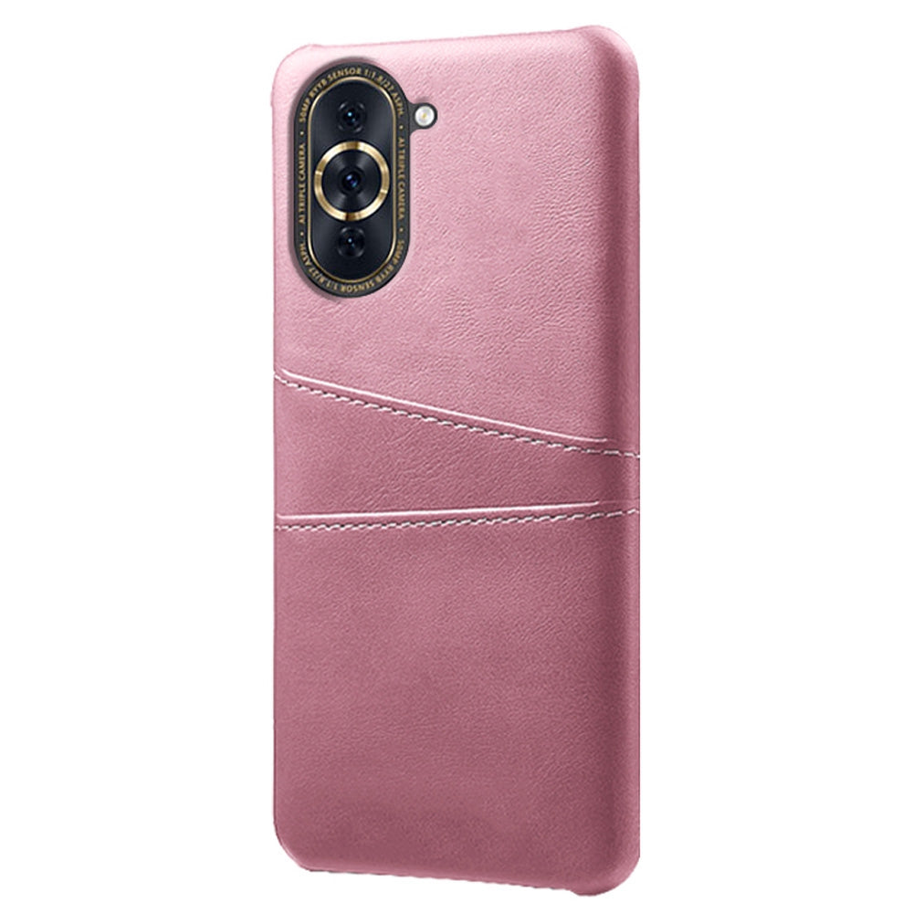 For Huawei nova 10 Pro 4G Dual Card Slots Holder Well-protected Case PU Leather Coated Hard PC Anti-shock Phone Shell