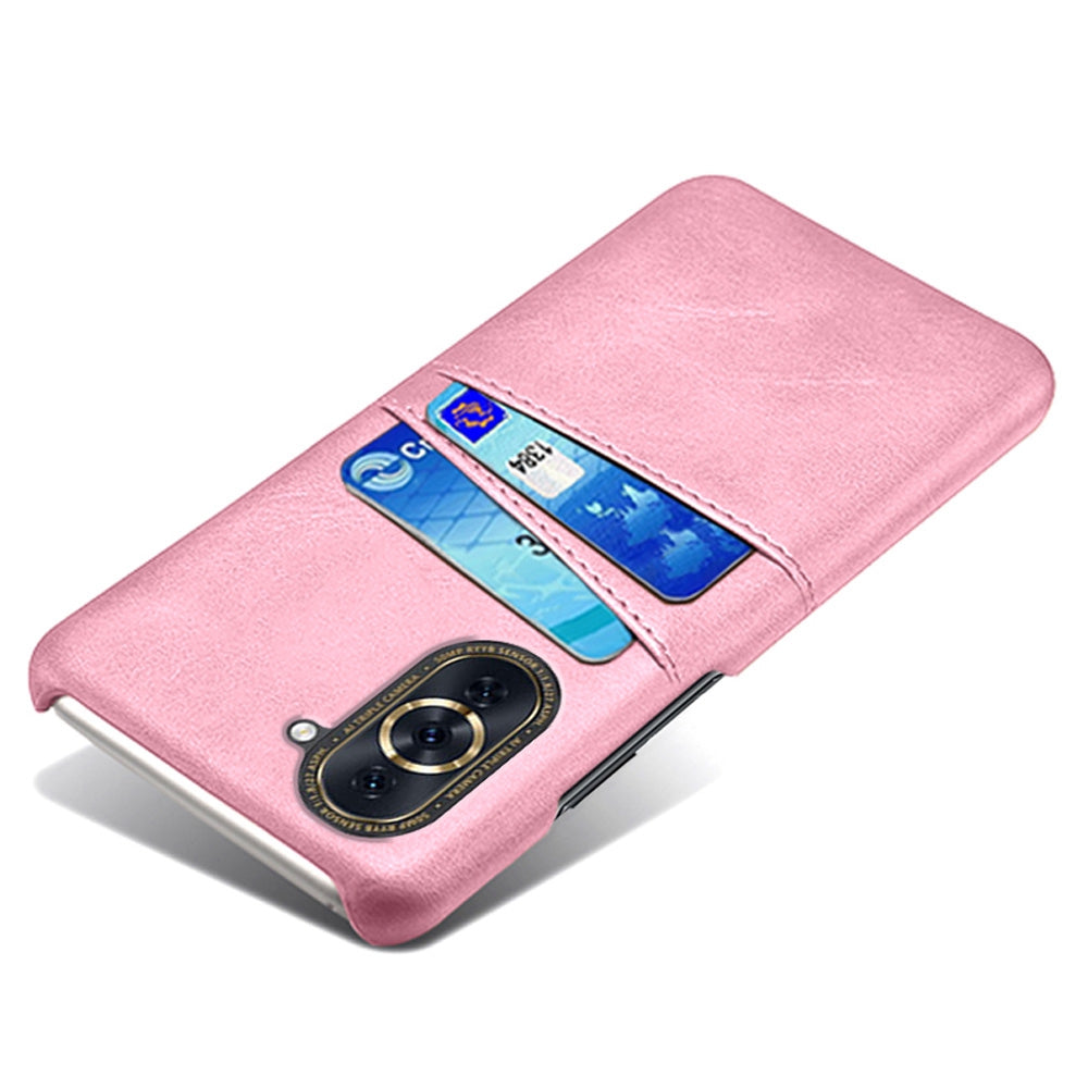 For Huawei nova 10 Pro 4G Dual Card Slots Holder Well-protected Case PU Leather Coated Hard PC Anti-shock Phone Shell