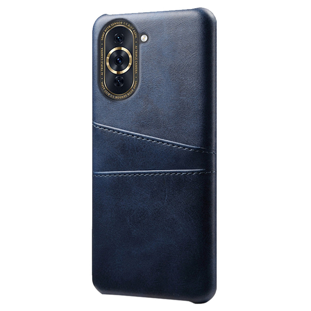 For Huawei nova 10 Pro 4G Dual Card Slots Holder Well-protected Case PU Leather Coated Hard PC Anti-shock Phone Shell