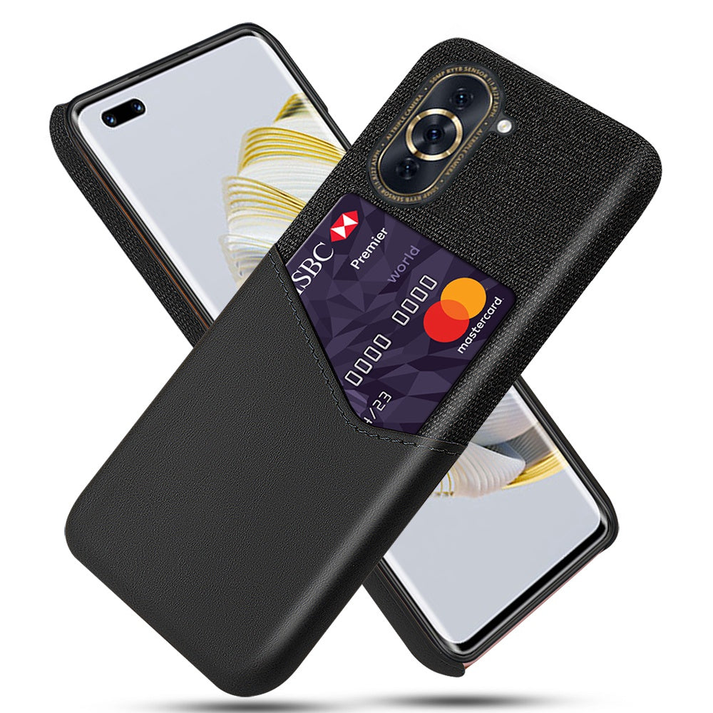 For Huawei nova 10 Pro 4G Shockproof Mobile Phone Case Card Holder Function Cloth Texture PU Leather Coated PC Shell