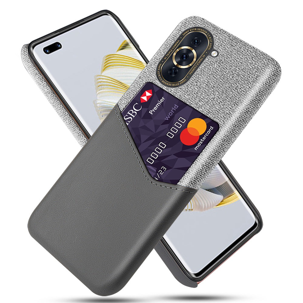 For Huawei nova 10 Pro 4G Shockproof Mobile Phone Case Card Holder Function Cloth Texture PU Leather Coated PC Shell