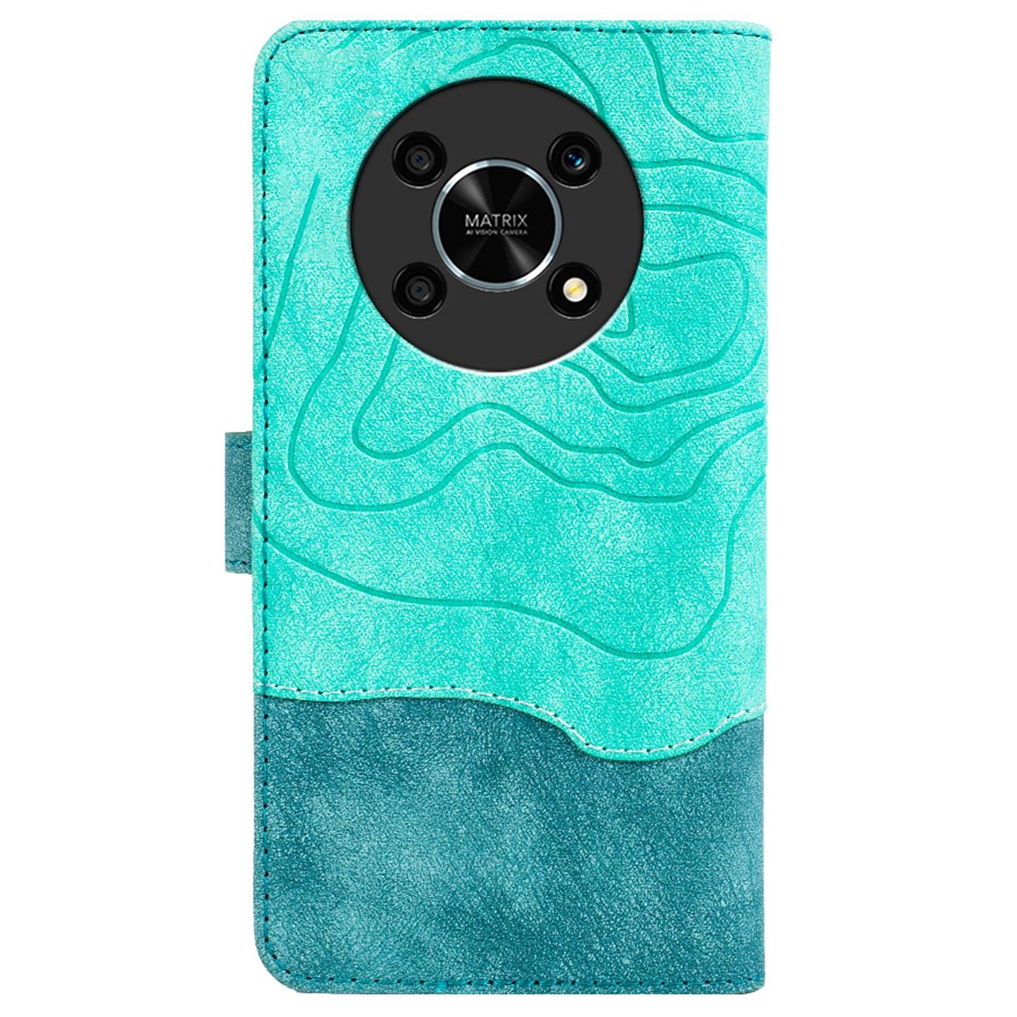 For Honor X30 5G / Magic 4 Lite 5G Color Splicing Wood Texture Folio Flip Wallet Cover Leather Magnetic Phone Case with Stand