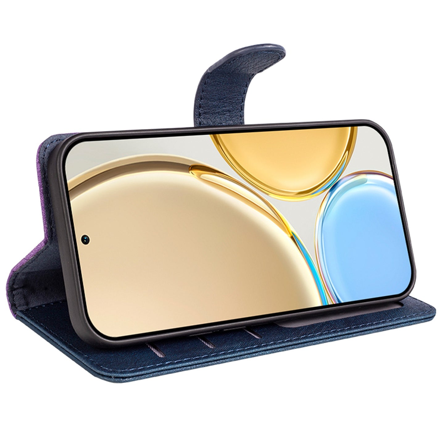 For Honor X30 5G / Magic 4 Lite 5G Color Splicing Wood Texture Folio Flip Wallet Cover Leather Magnetic Phone Case with Stand