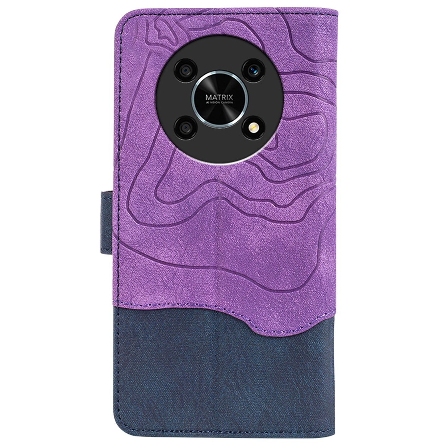 For Honor X30 5G / Magic 4 Lite 5G Color Splicing Wood Texture Folio Flip Wallet Cover Leather Magnetic Phone Case with Stand