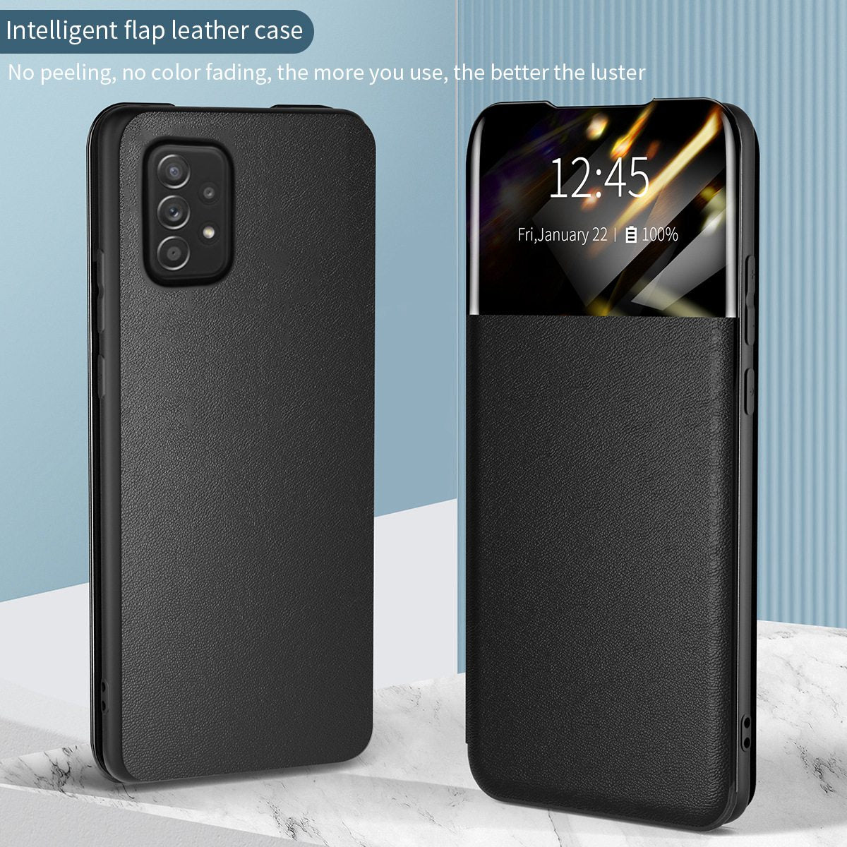 For Samsung Galaxy A52 4G / 5G / A52s 5G View Window Drop-proof Leather Phone Case with Card Holder Stand