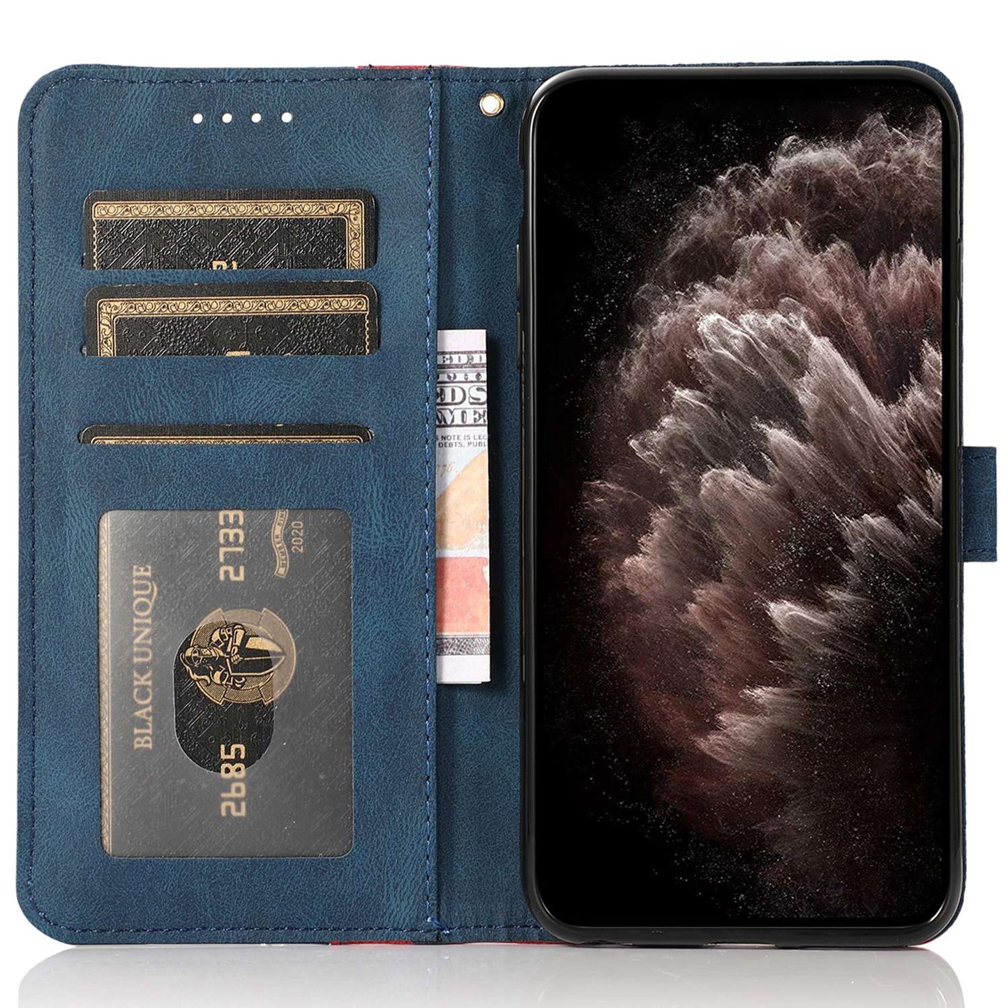 For Xiaomi Poco M4 Pro 4G Color Splicing Phone Full-protection Cover Flip Stand Wallet PU Leather Case with Wrist Strap