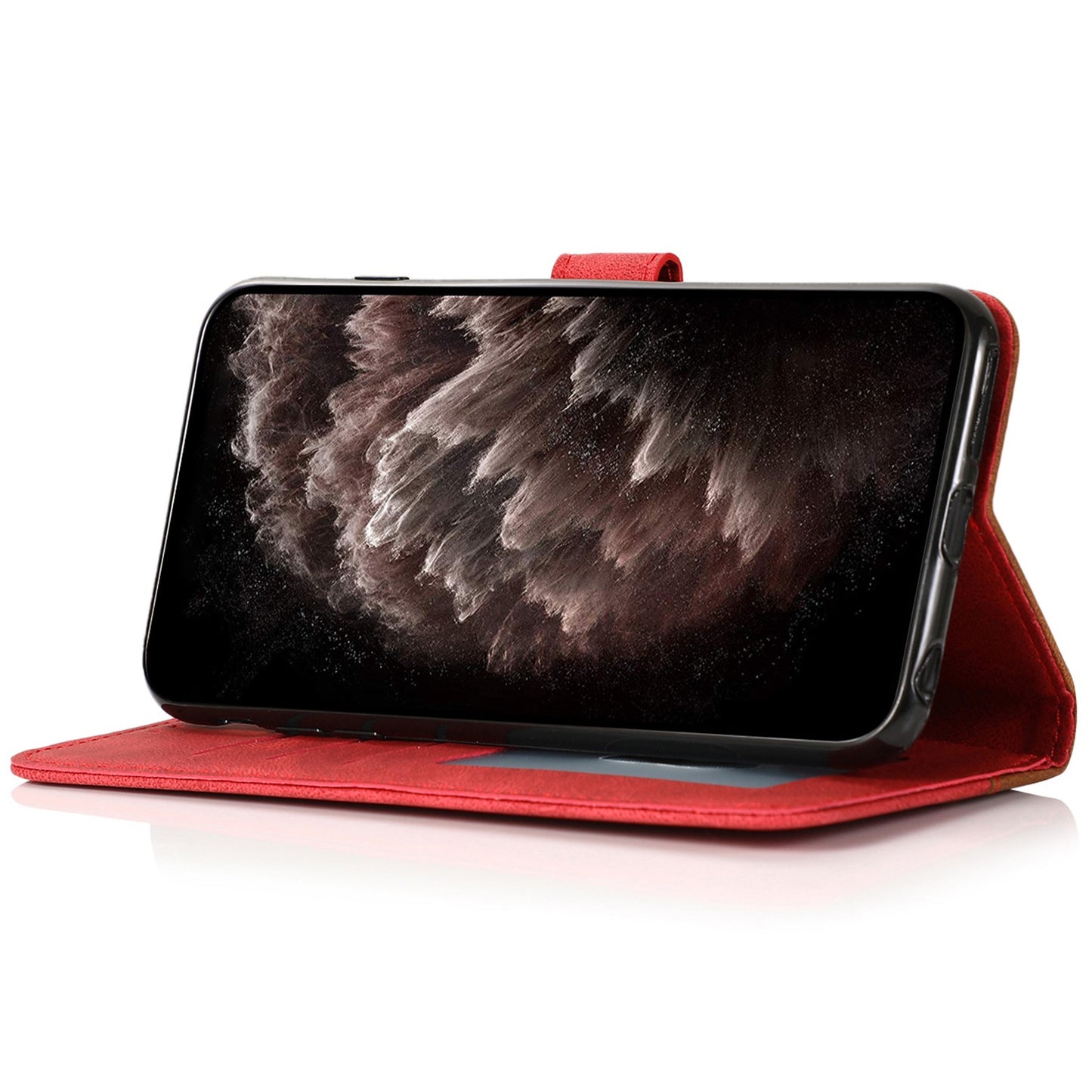 For Xiaomi Poco M4 Pro 4G Color Splicing Phone Full-protection Cover Flip Stand Wallet PU Leather Case with Wrist Strap