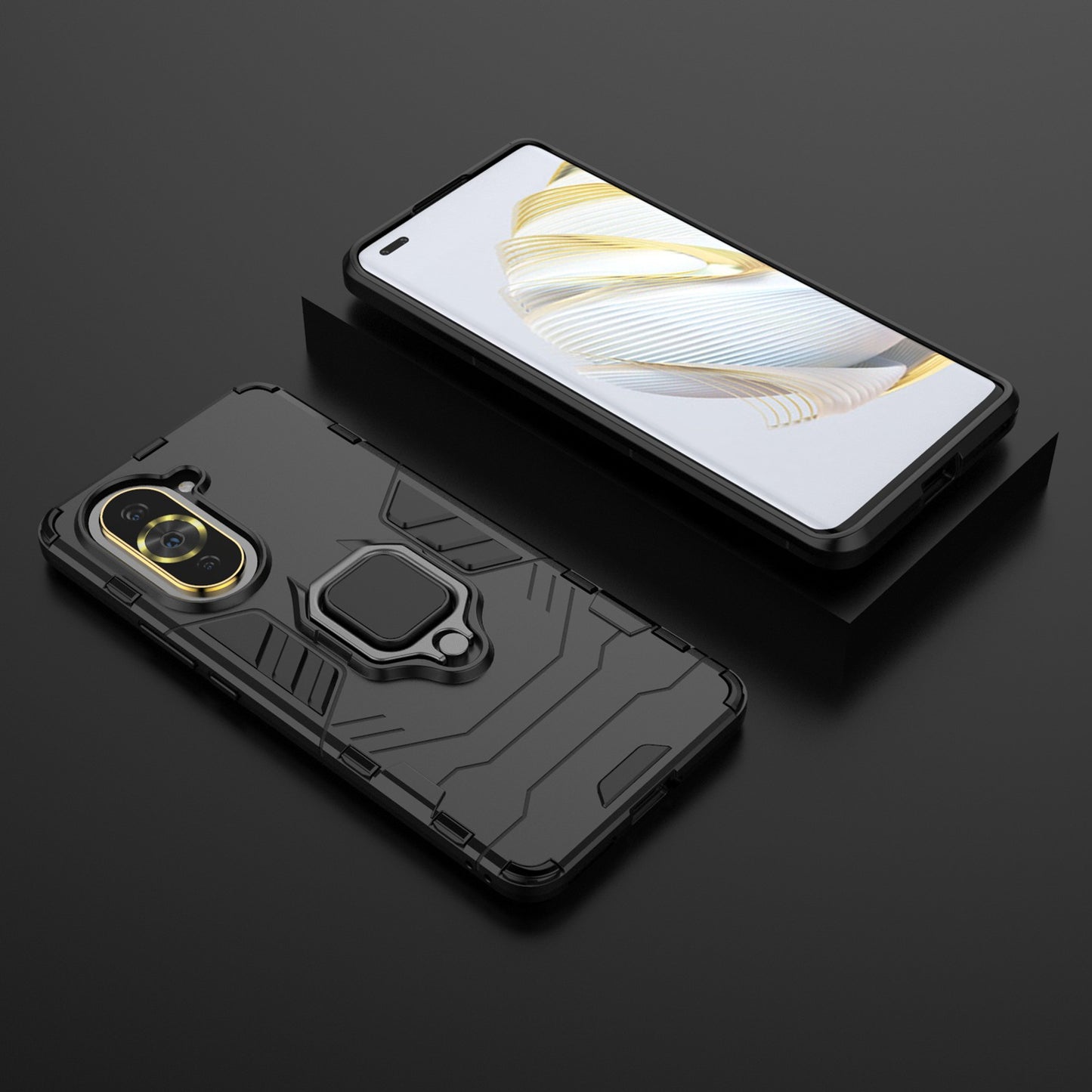 For Huawei nova 10 Pro 4G Ring Holder Kickstand Phone Case Well-protected PC + TPU Protective Cover