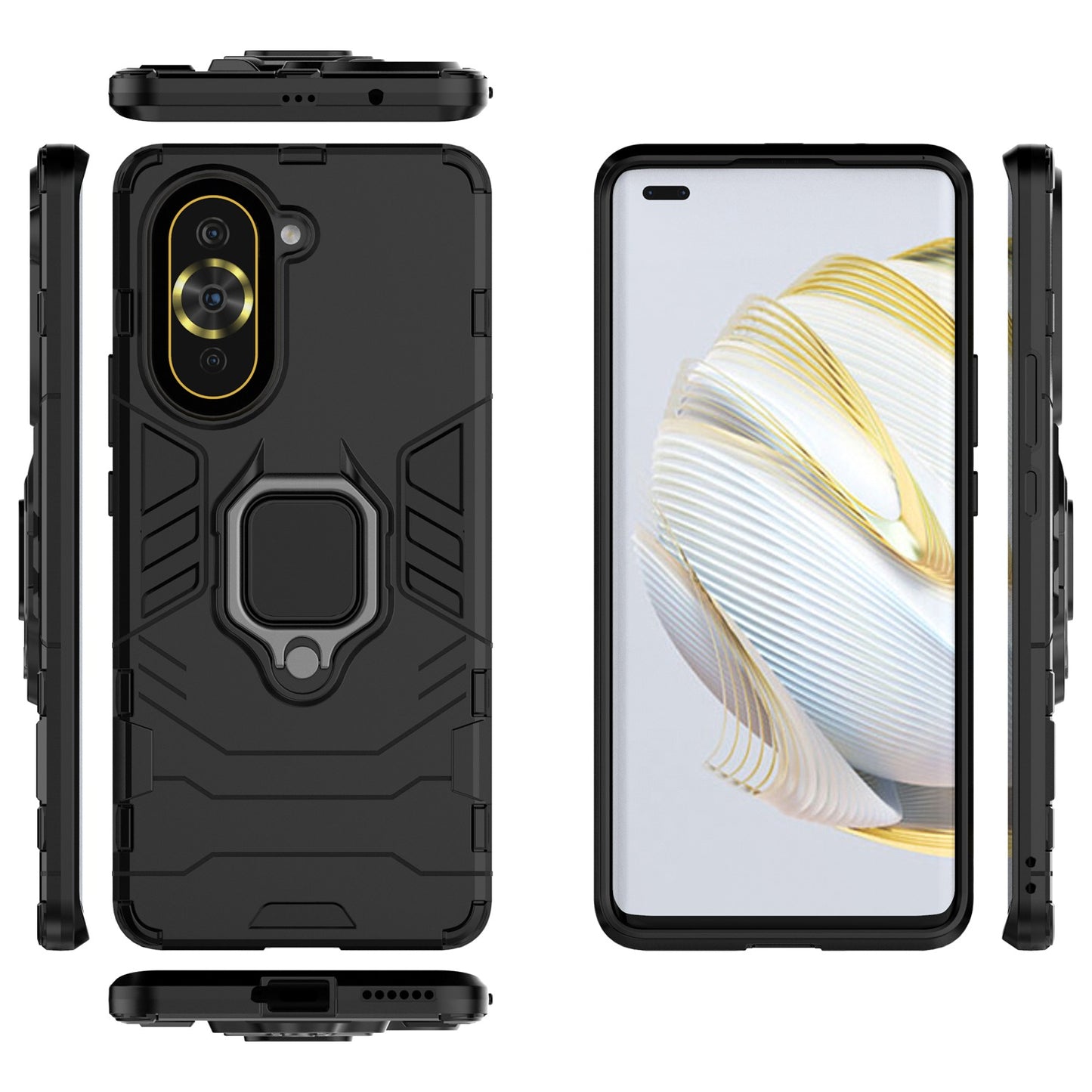 For Huawei nova 10 Pro 4G Ring Holder Kickstand Phone Case Well-protected PC + TPU Protective Cover