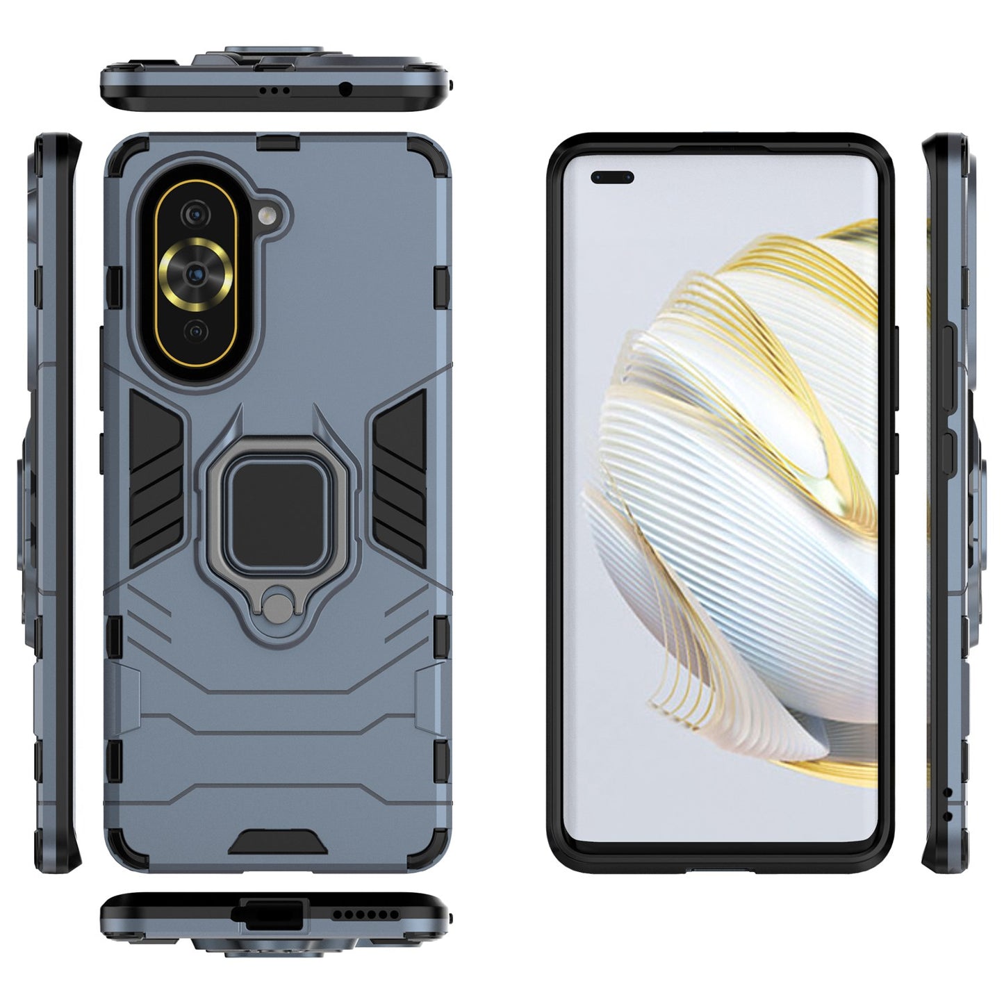 For Huawei nova 10 Pro 4G Ring Holder Kickstand Phone Case Well-protected PC + TPU Protective Cover