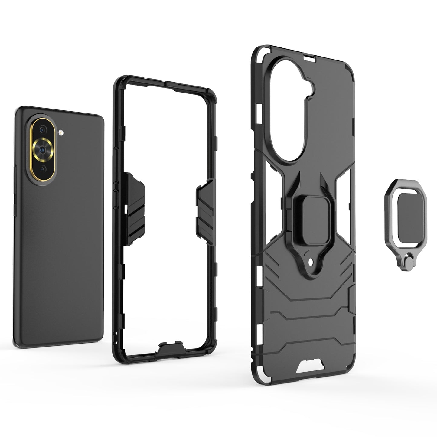 For Huawei nova 10 Pro 4G Ring Holder Kickstand Phone Case Well-protected PC + TPU Protective Cover