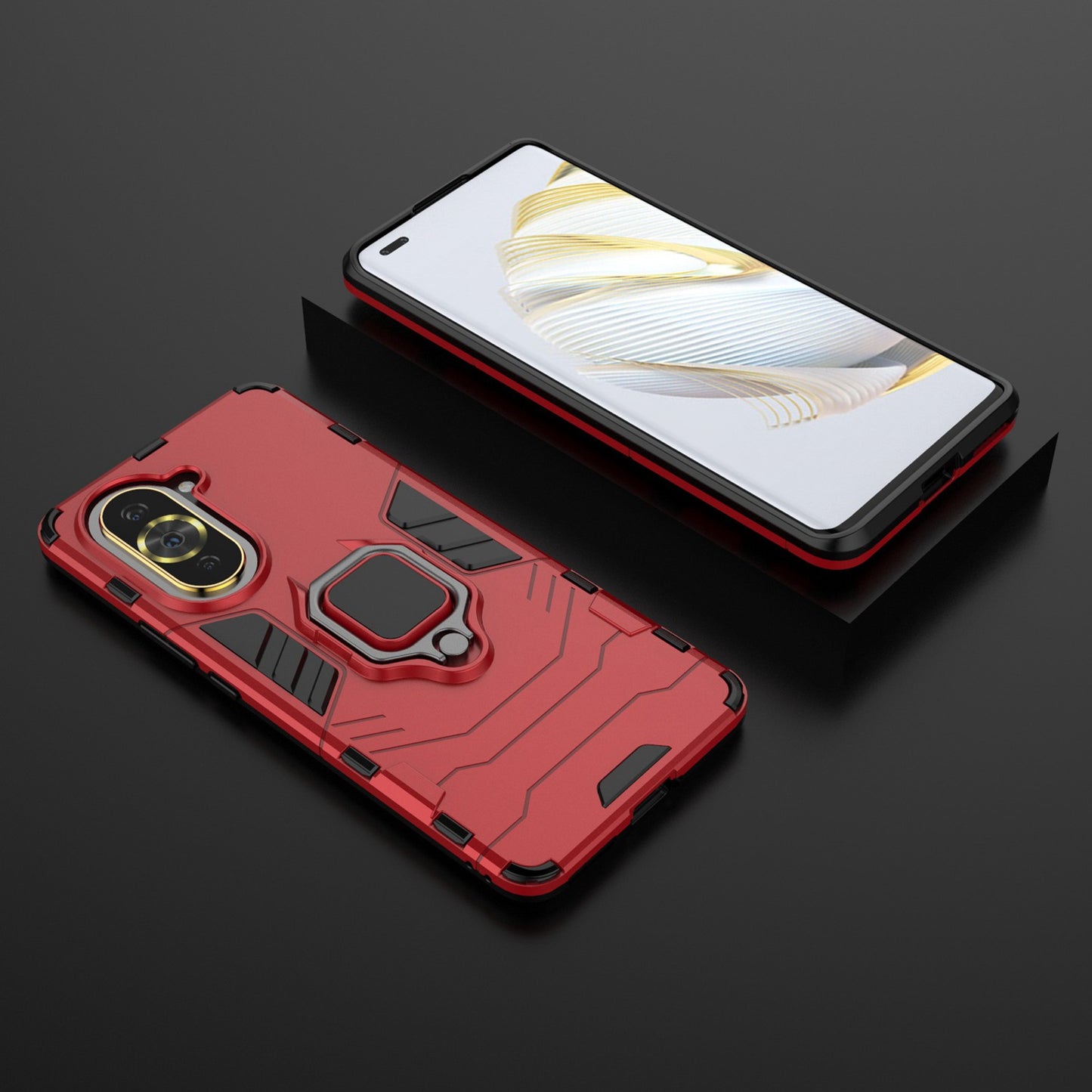 For Huawei nova 10 Pro 4G Ring Holder Kickstand Phone Case Well-protected PC + TPU Protective Cover